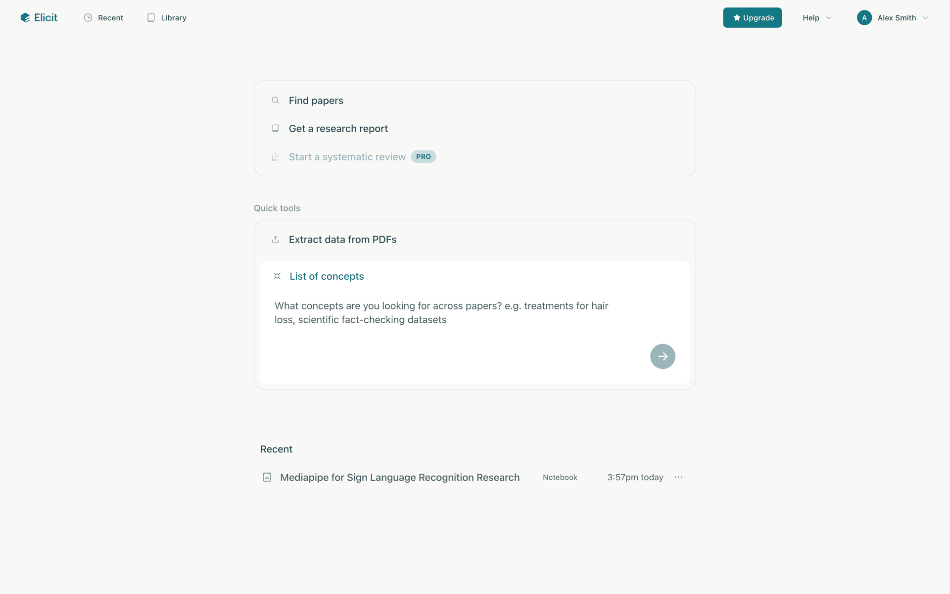Elicit Web AI interface screenshot 6
