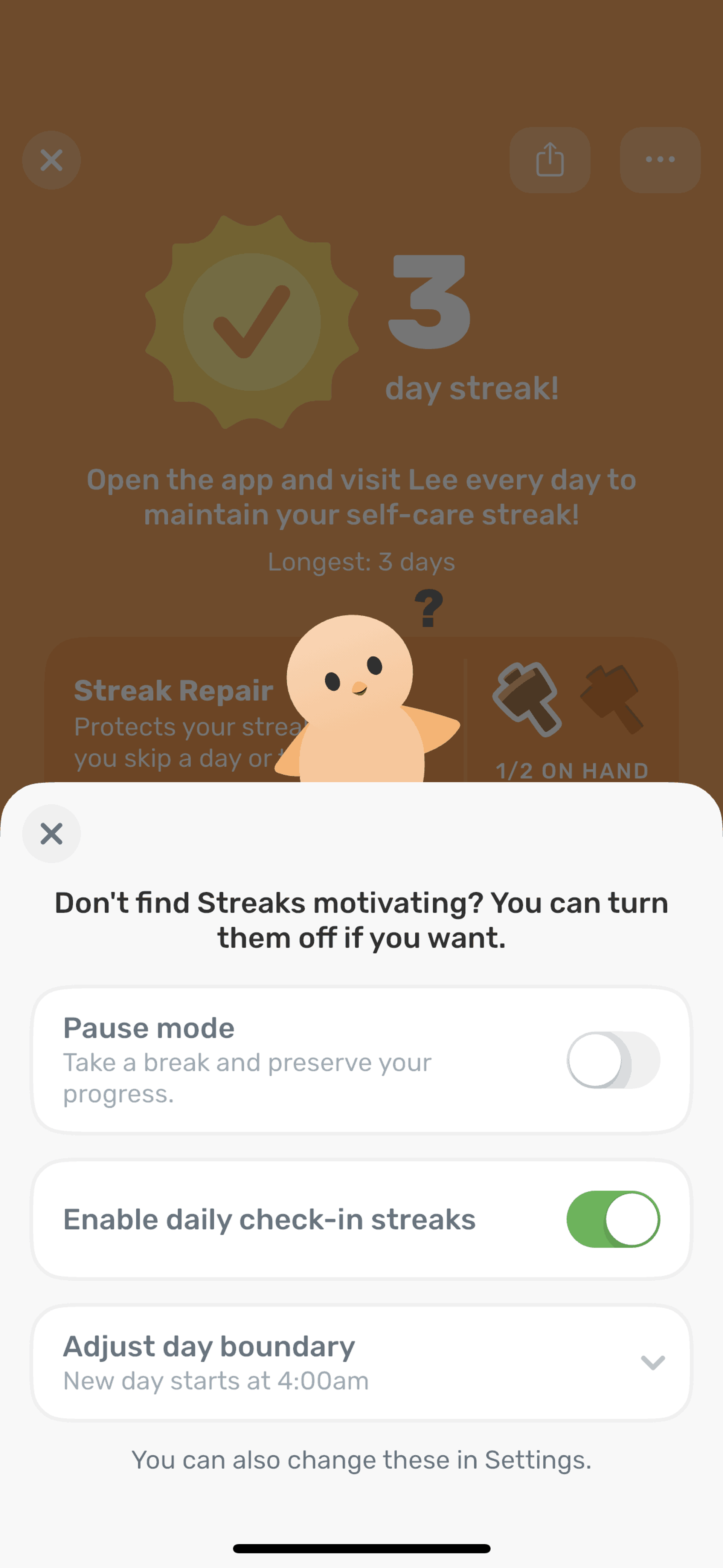 Finch iOS Health & Fitness interface screenshot 9
