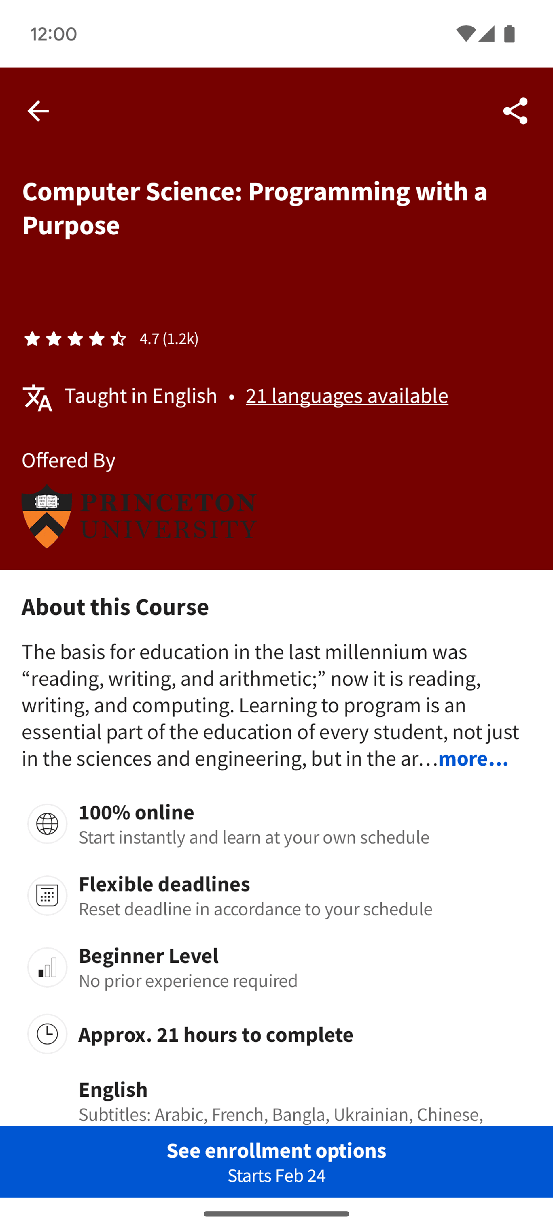 Coursera Android Education interface screenshot 8