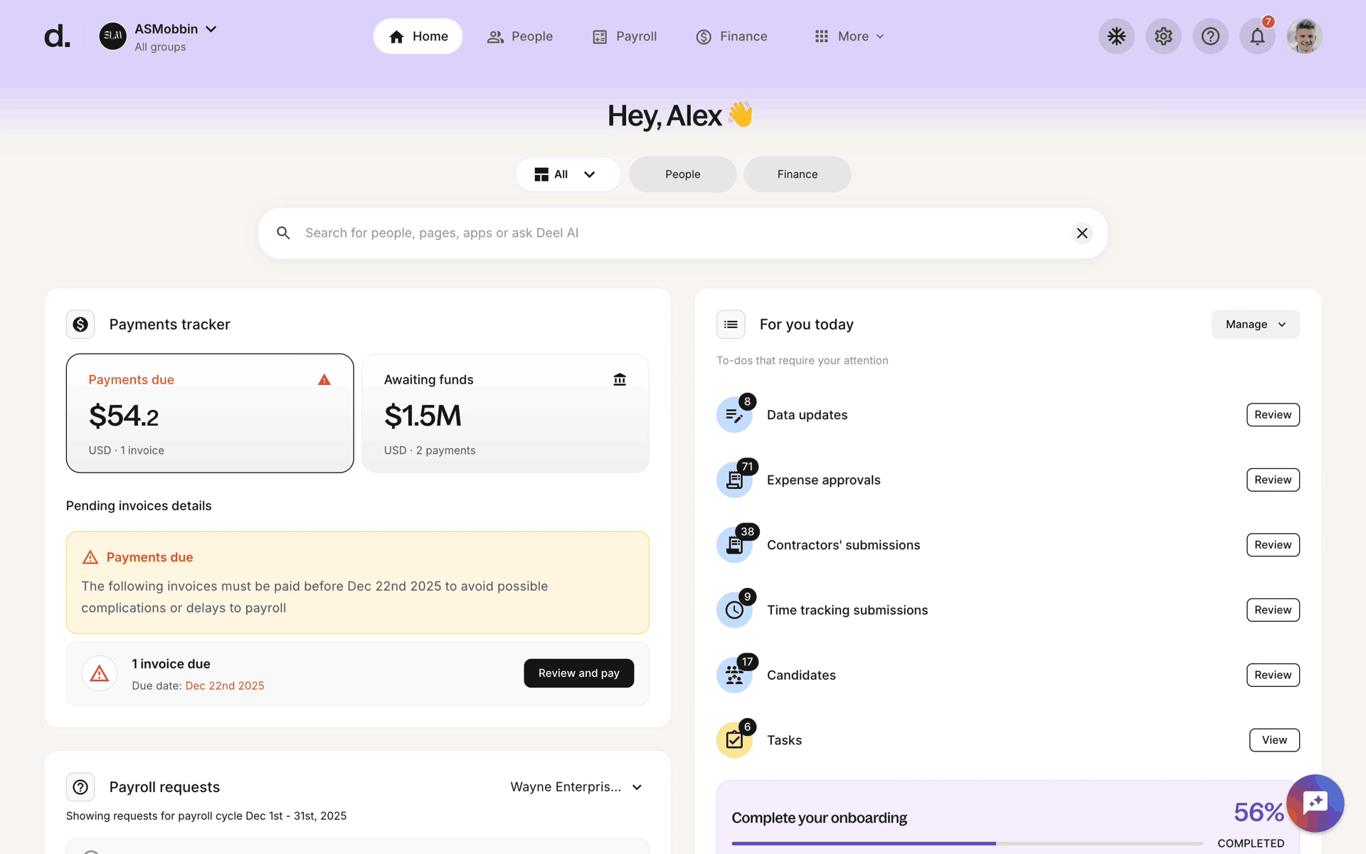 Onboarding on Deel (web) screen 13
