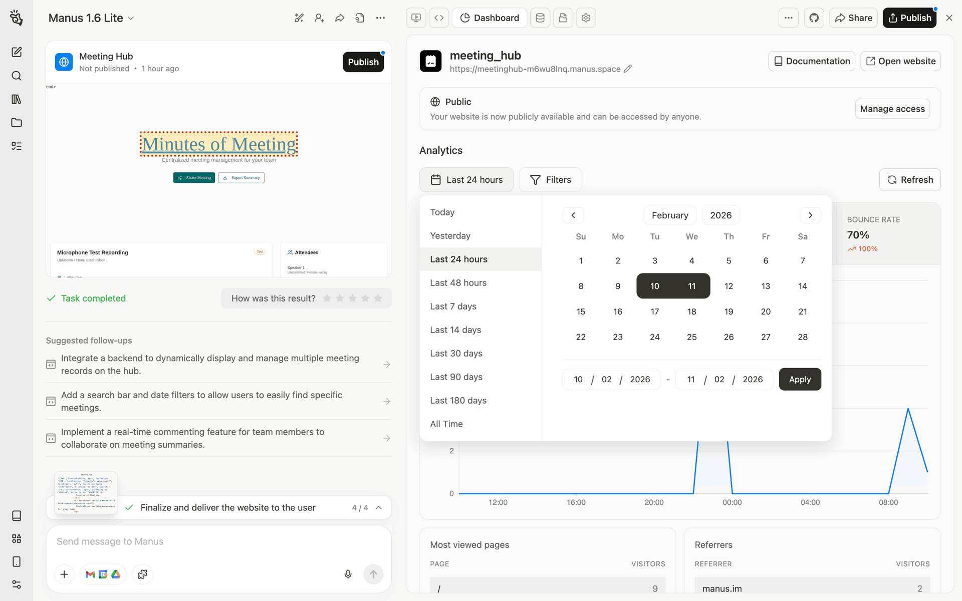 Manus Web AI interface screenshot 5