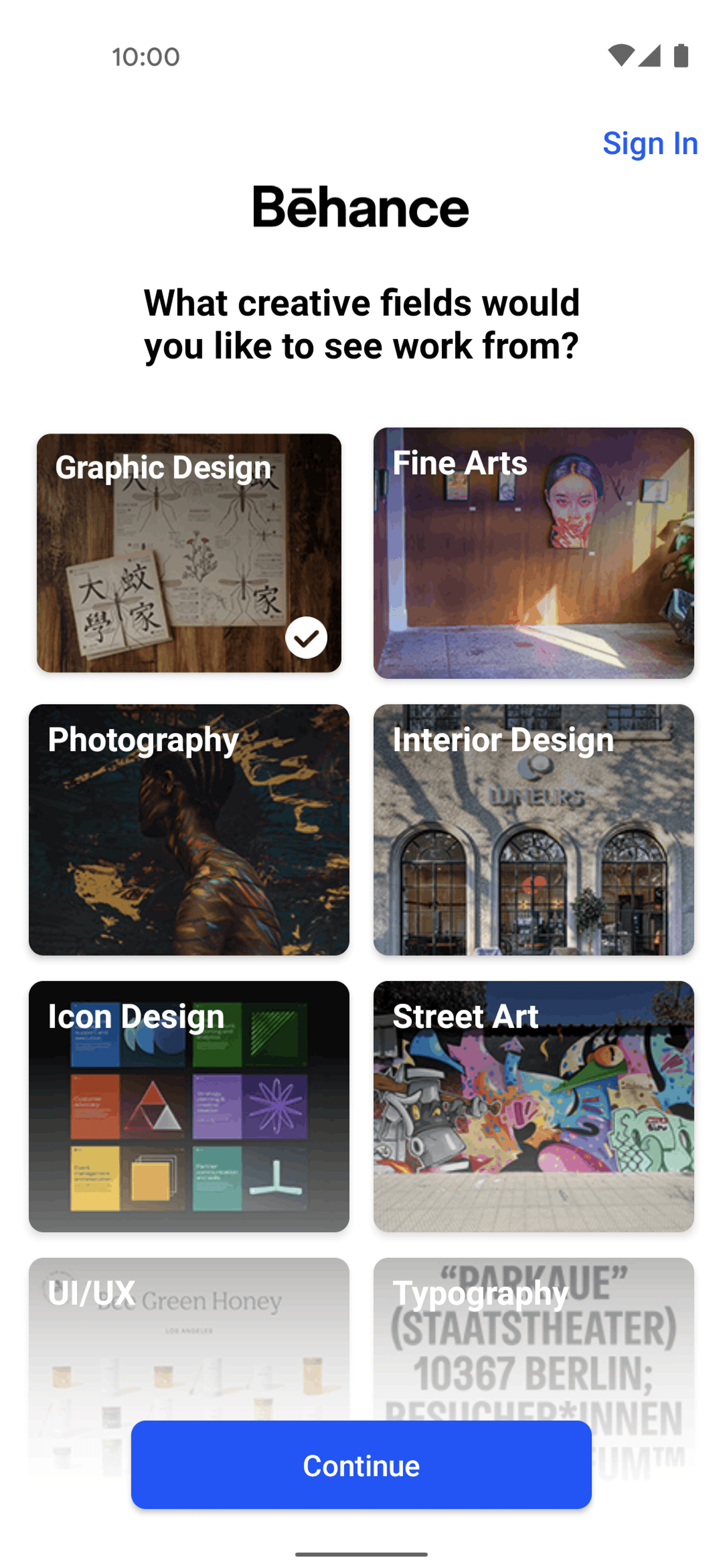Behance Android Social Networking interface screenshot 6