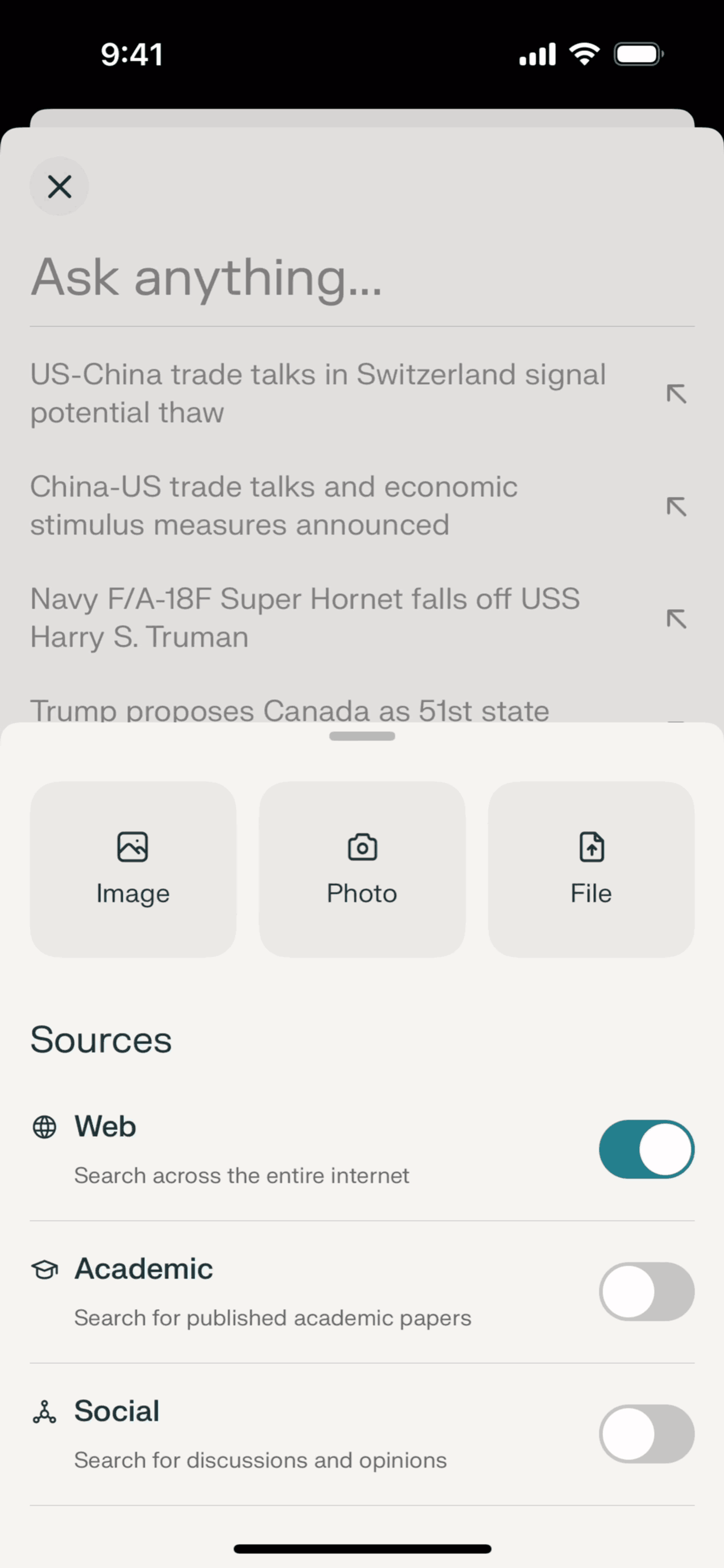 Perplexity iOS AI interface screenshot 13