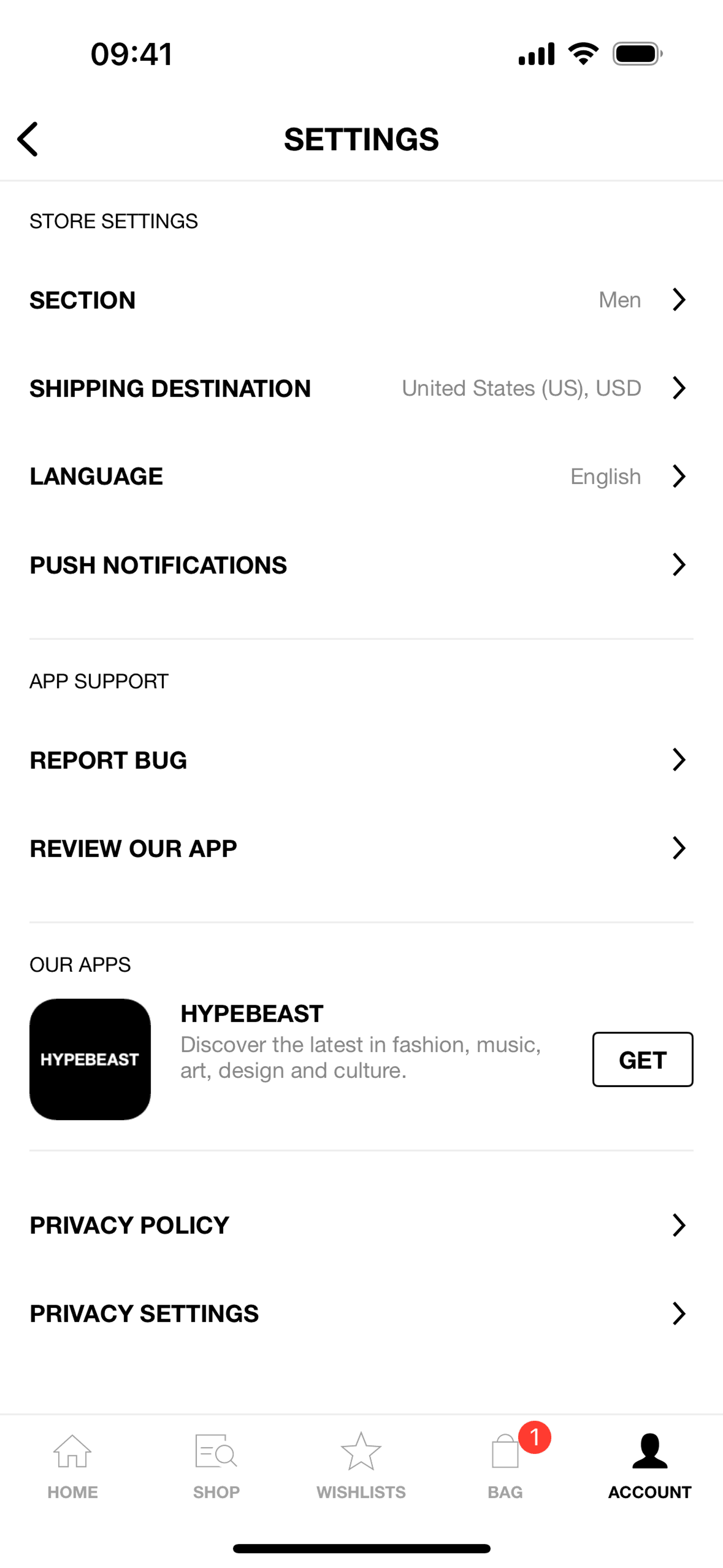HBX iOS Shopping interface screenshot 4