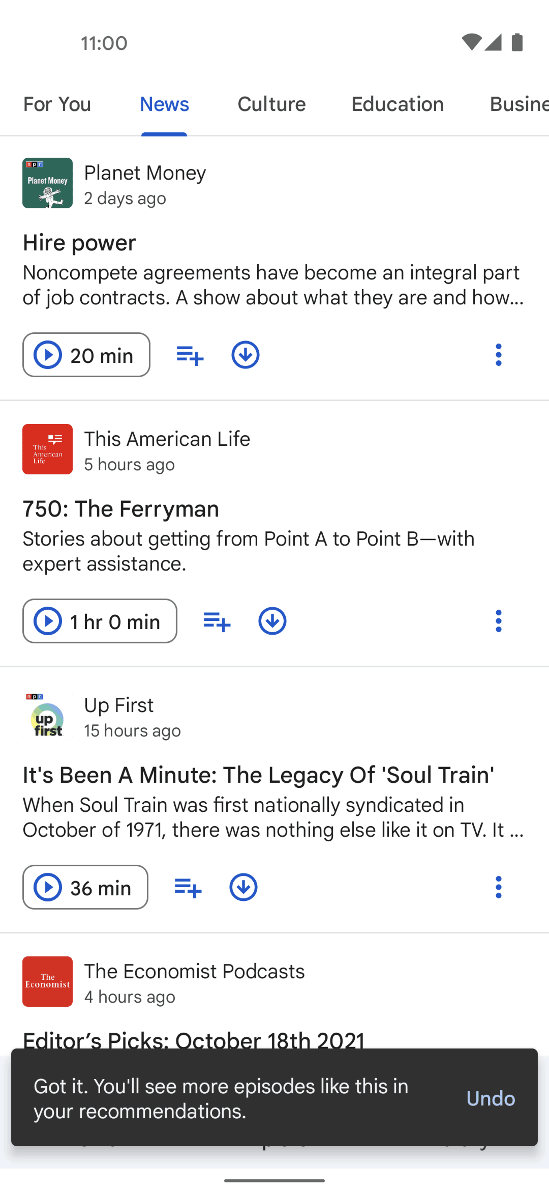Google Podcasts Android Music & Audio interface screenshot 20