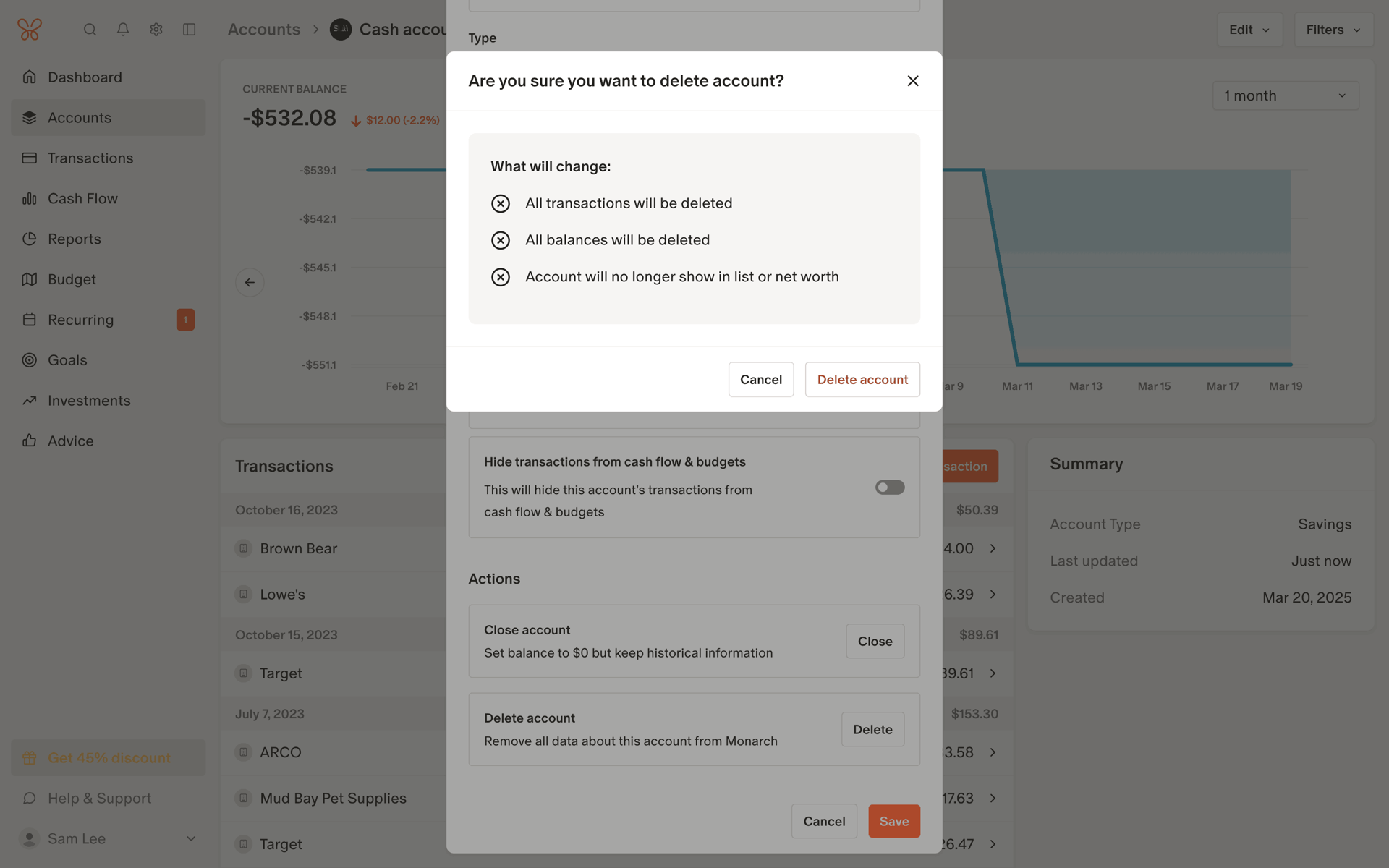 Monarch Web Finance interface screenshot 6
