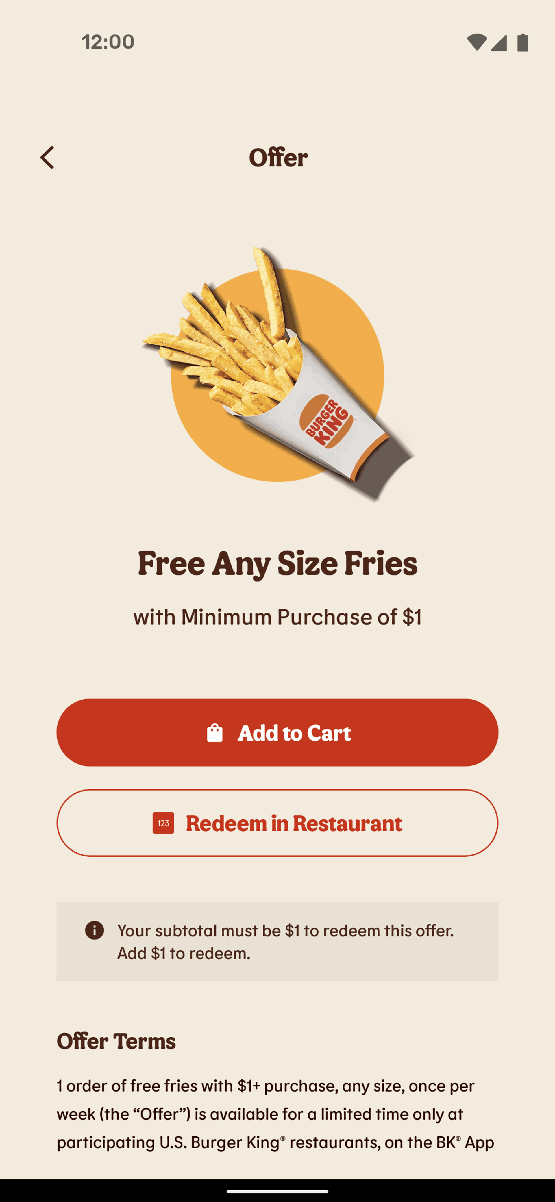 Burger King Android Food & Drink interface screenshot 10