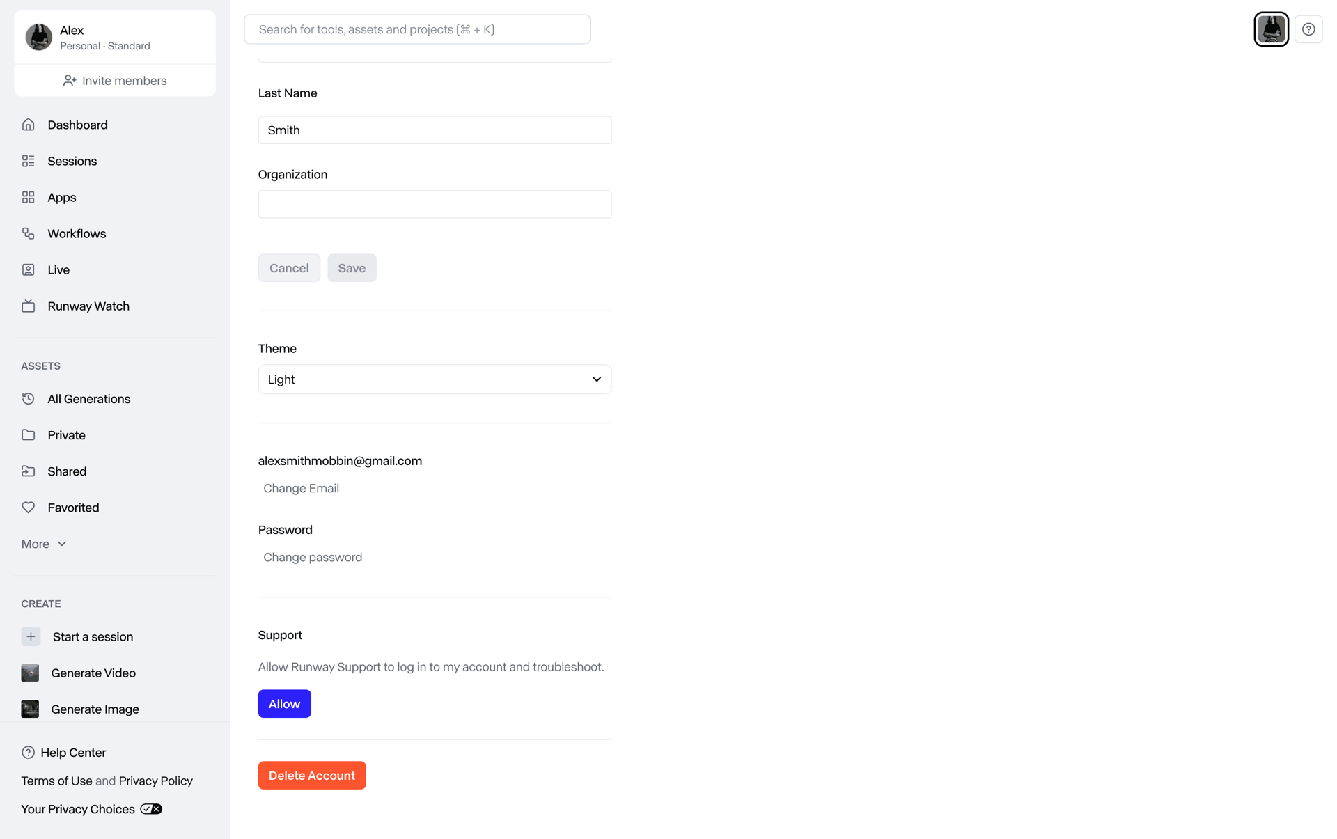 Runway Web Photo & Video interface screenshot 20