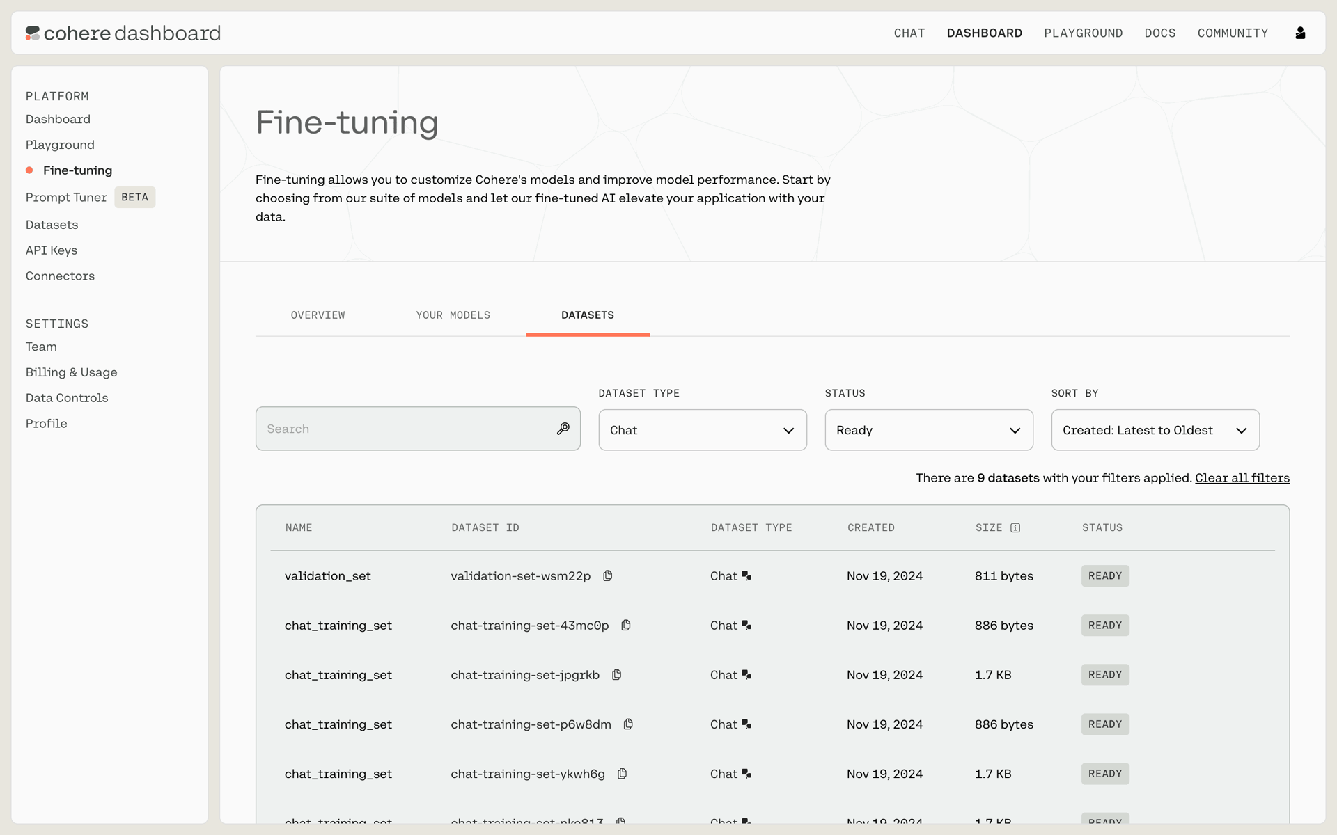 Cohere Web AI interface screenshot 2