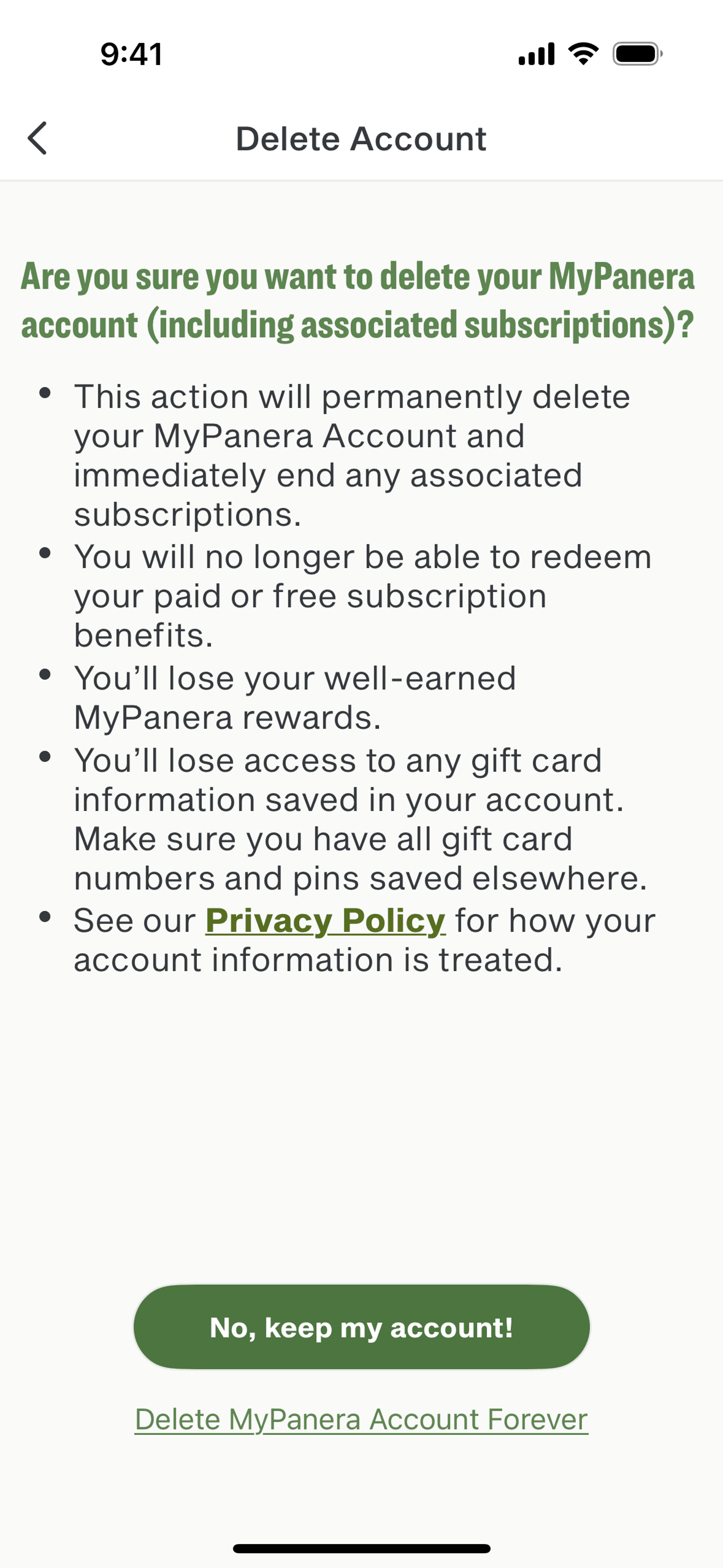 Panera Bread iOS Food & Drink interface screenshot 16