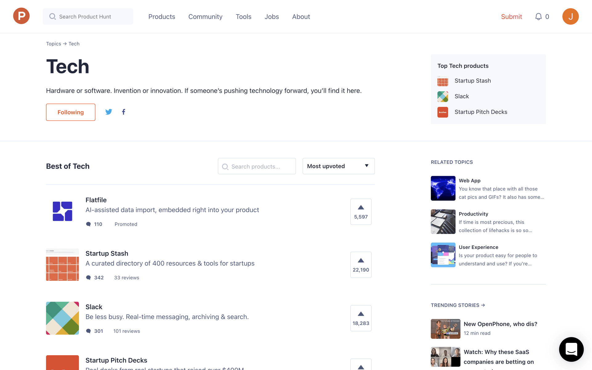 Product Hunt Web Business interface screenshot 19
