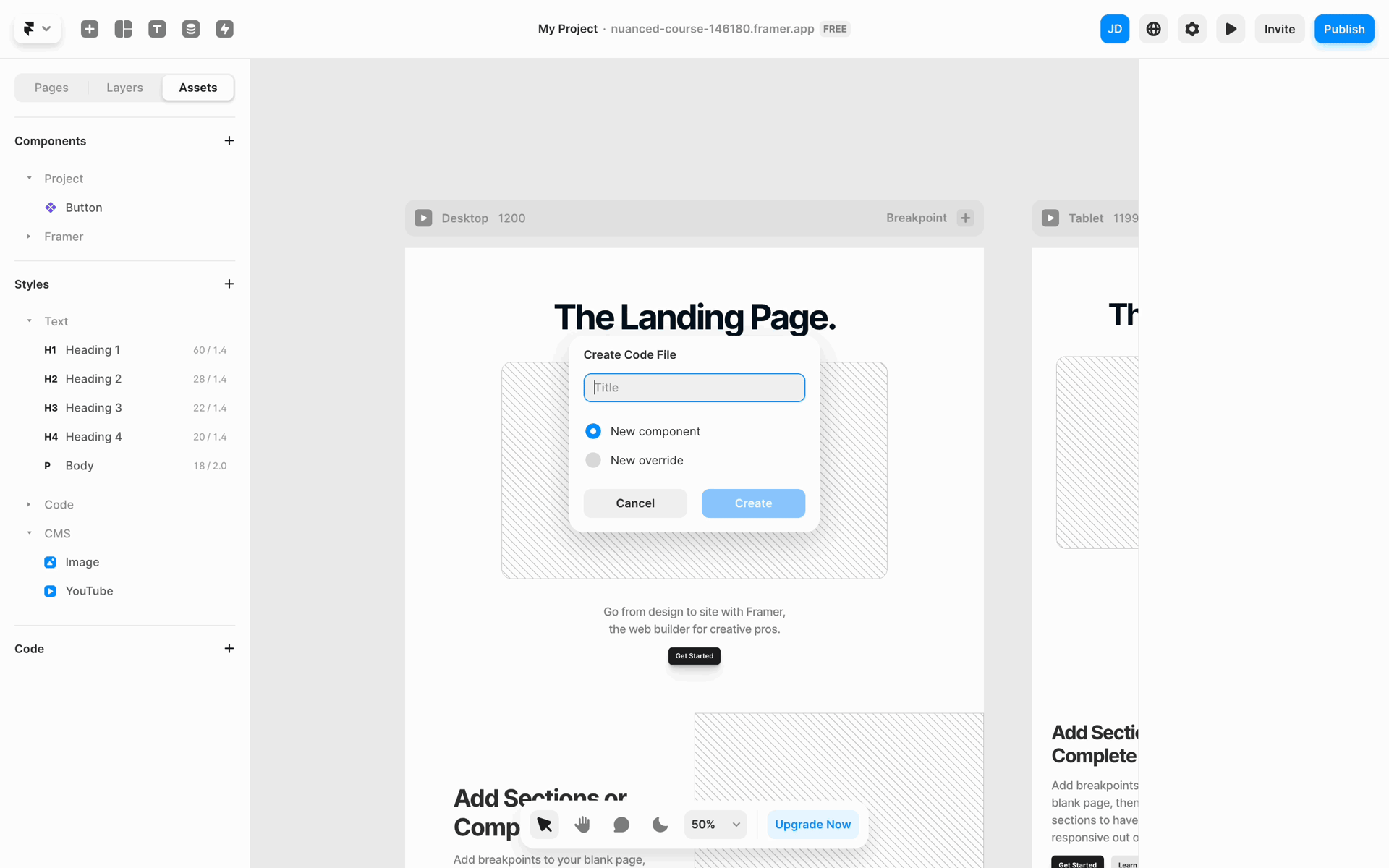 Framer Web AI interface screenshot 15