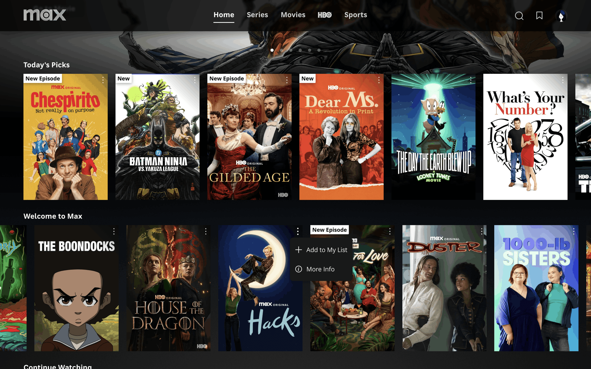 HBO Max Web Entertainment interface screenshot 24