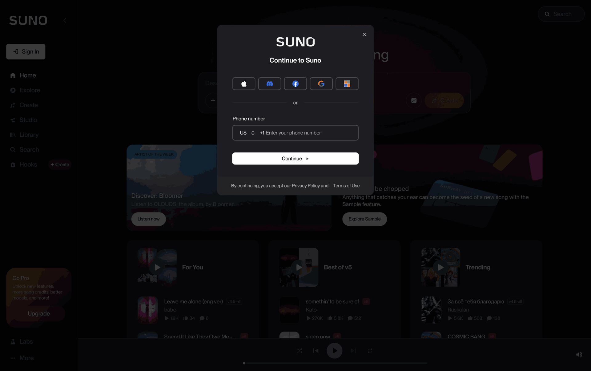 Suno Web AI interface screenshot 21