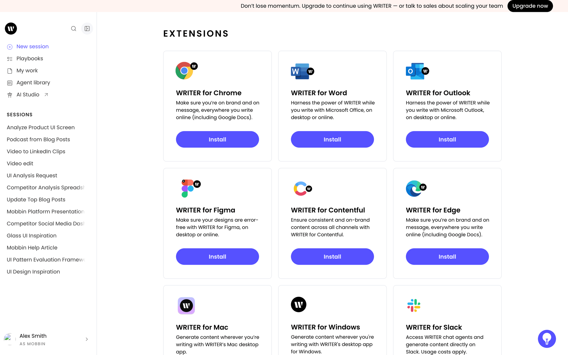 WRITER Web Business interface screenshot 11