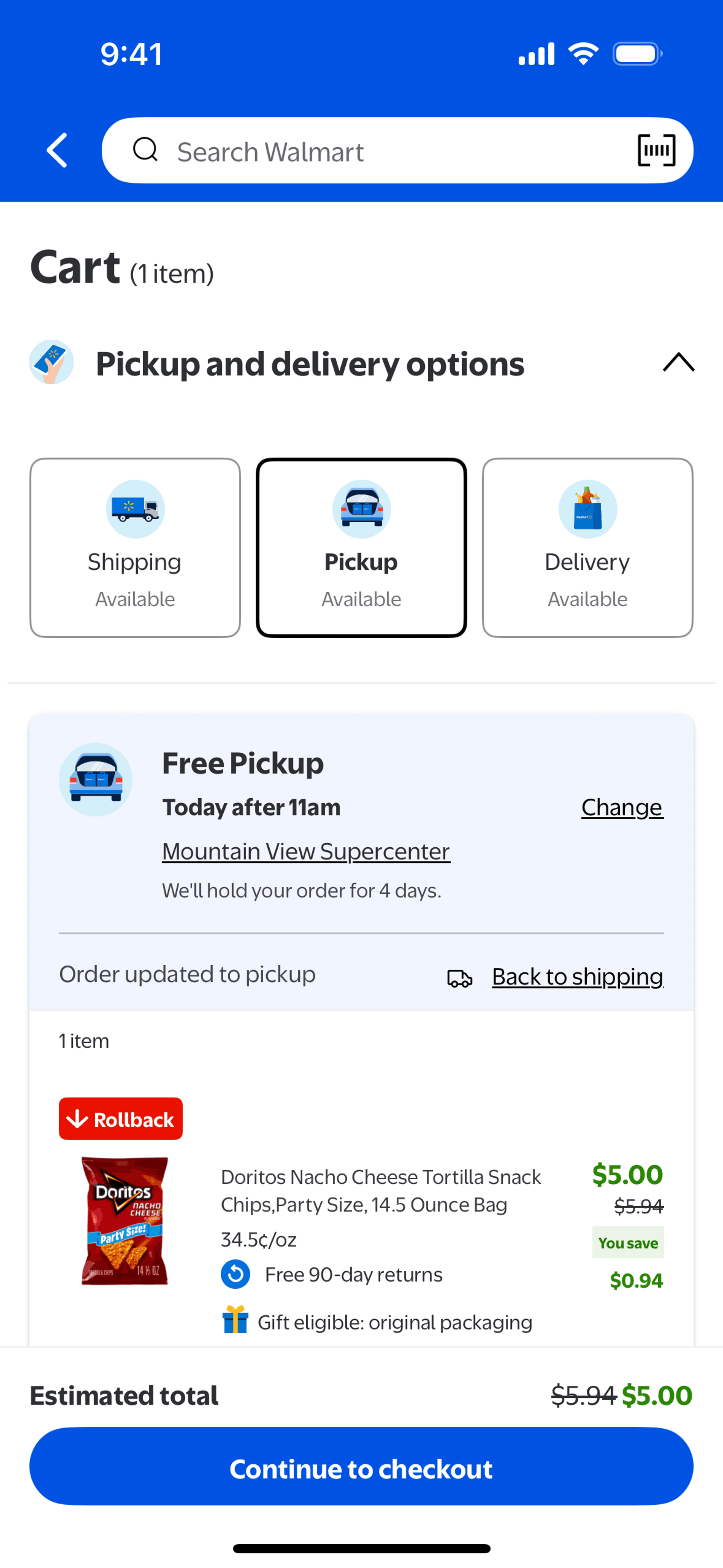 Walmart iOS Shopping interface screenshot 12