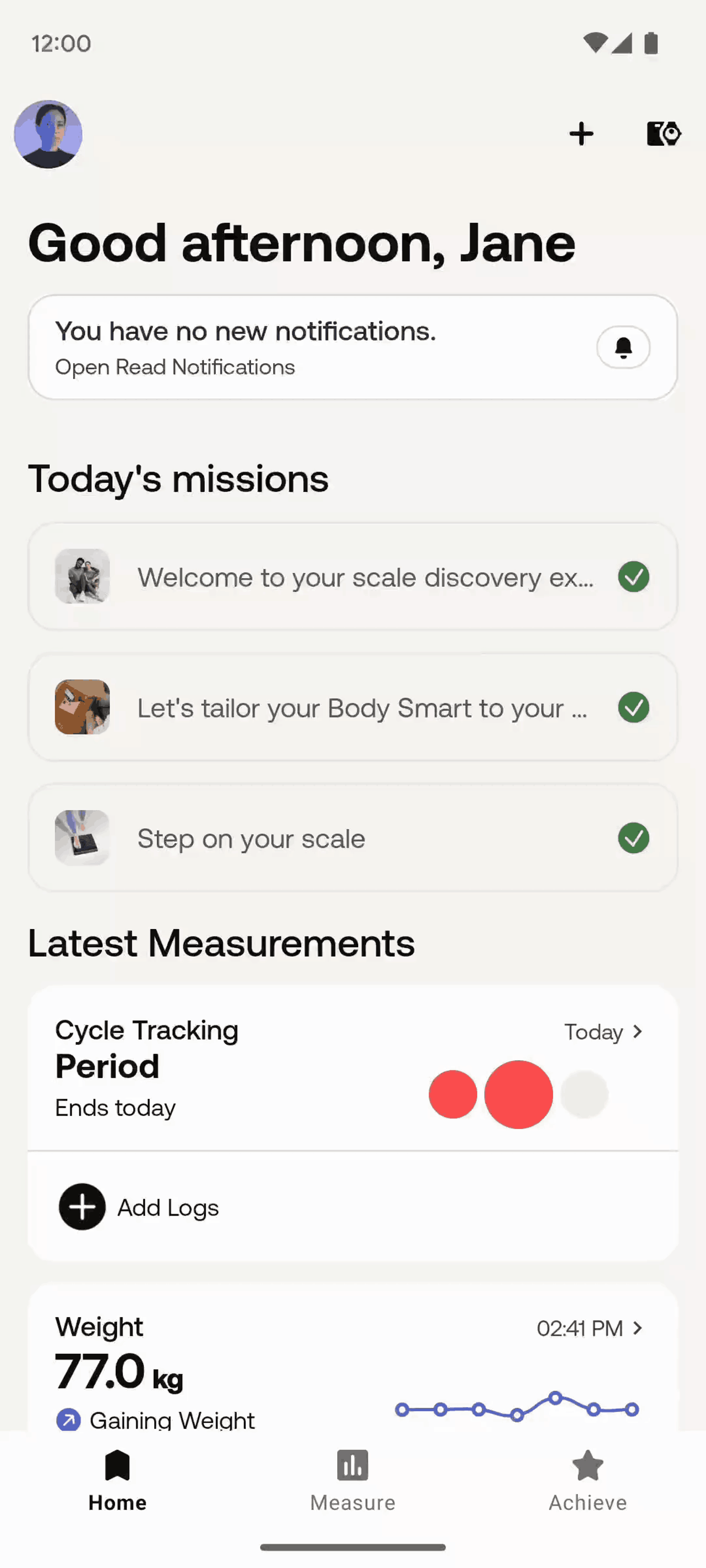 Withings Health Mate Android Health & Fitness interface screenshot 2