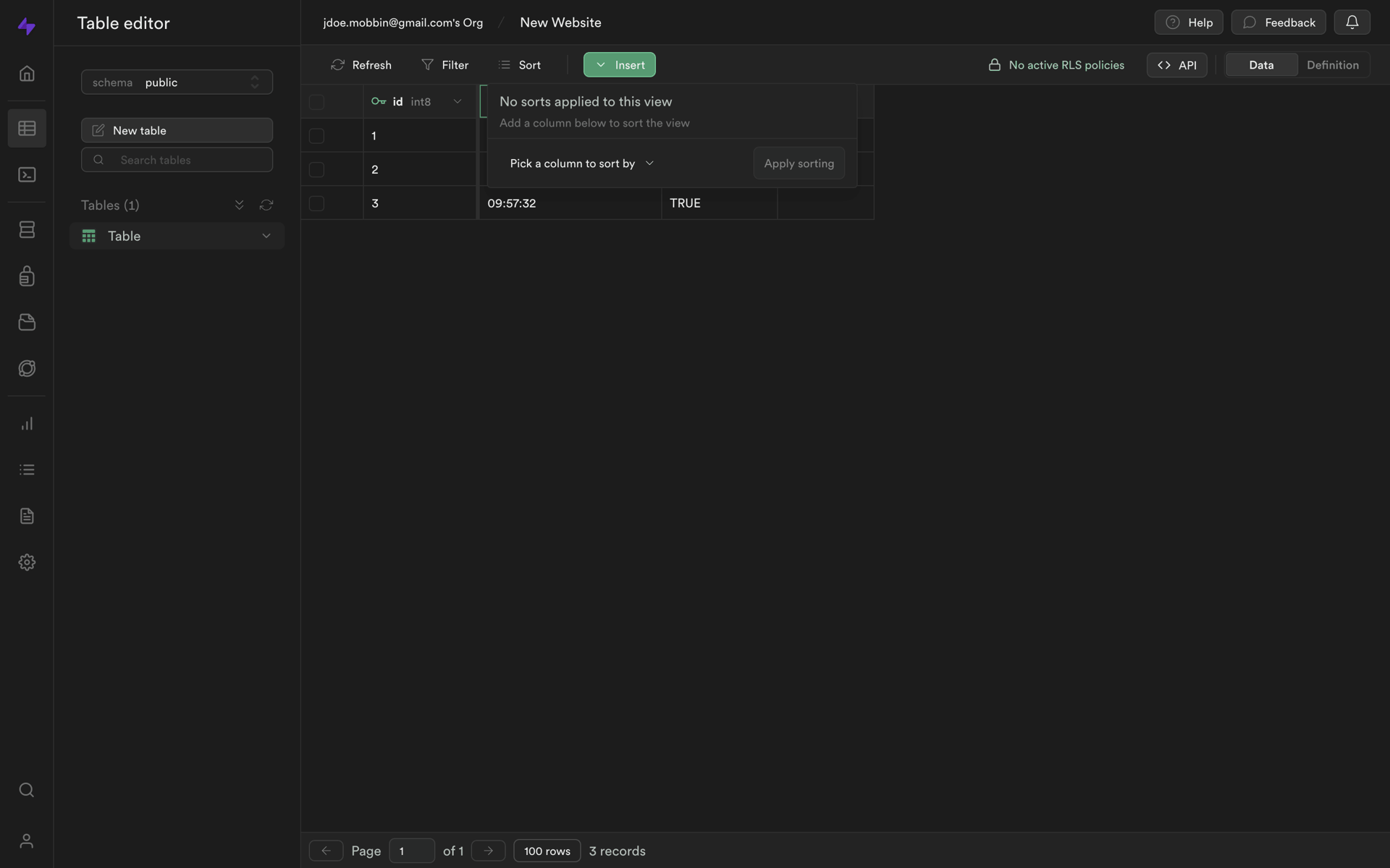Supabase Web Developer Tools interface screenshot 5