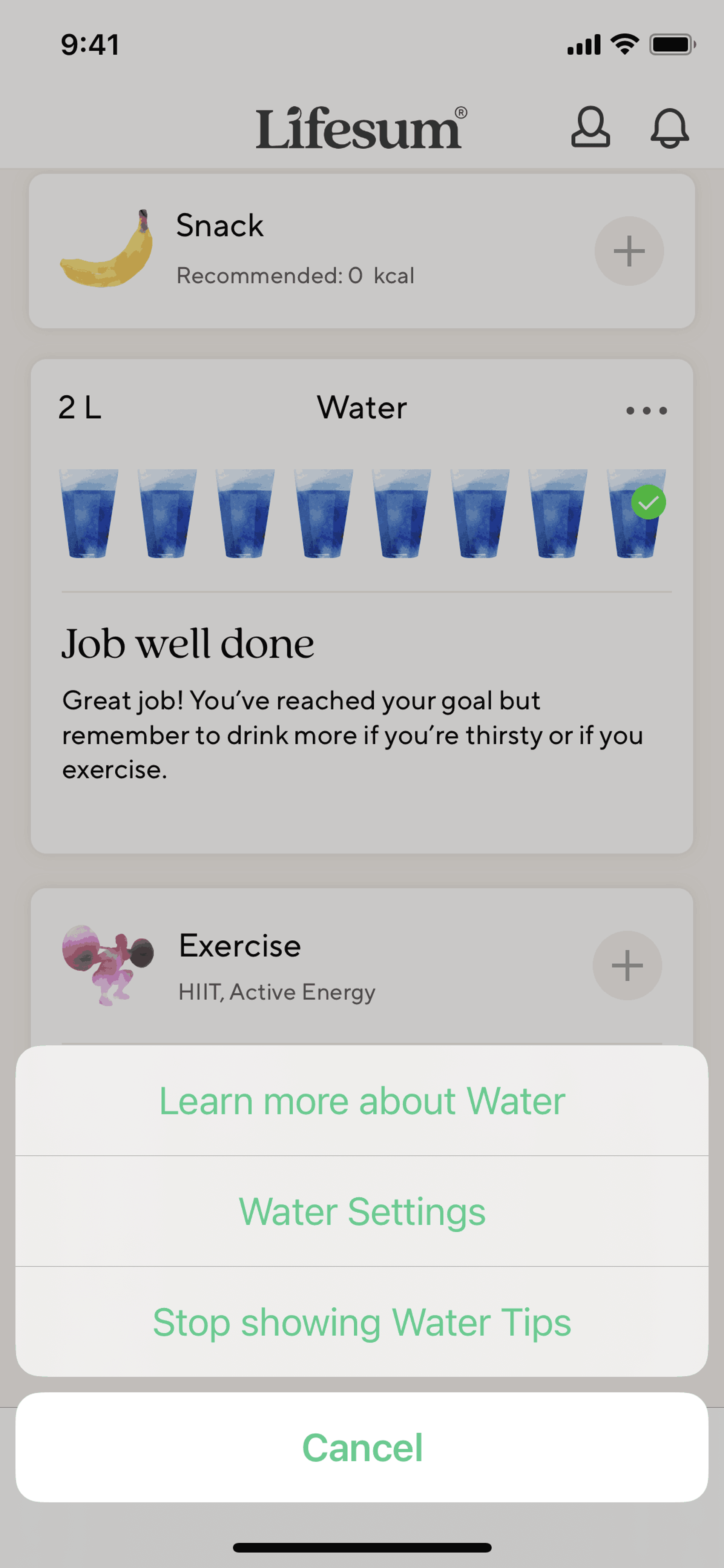 Lifesum iOS Health & Fitness interface screenshot 9