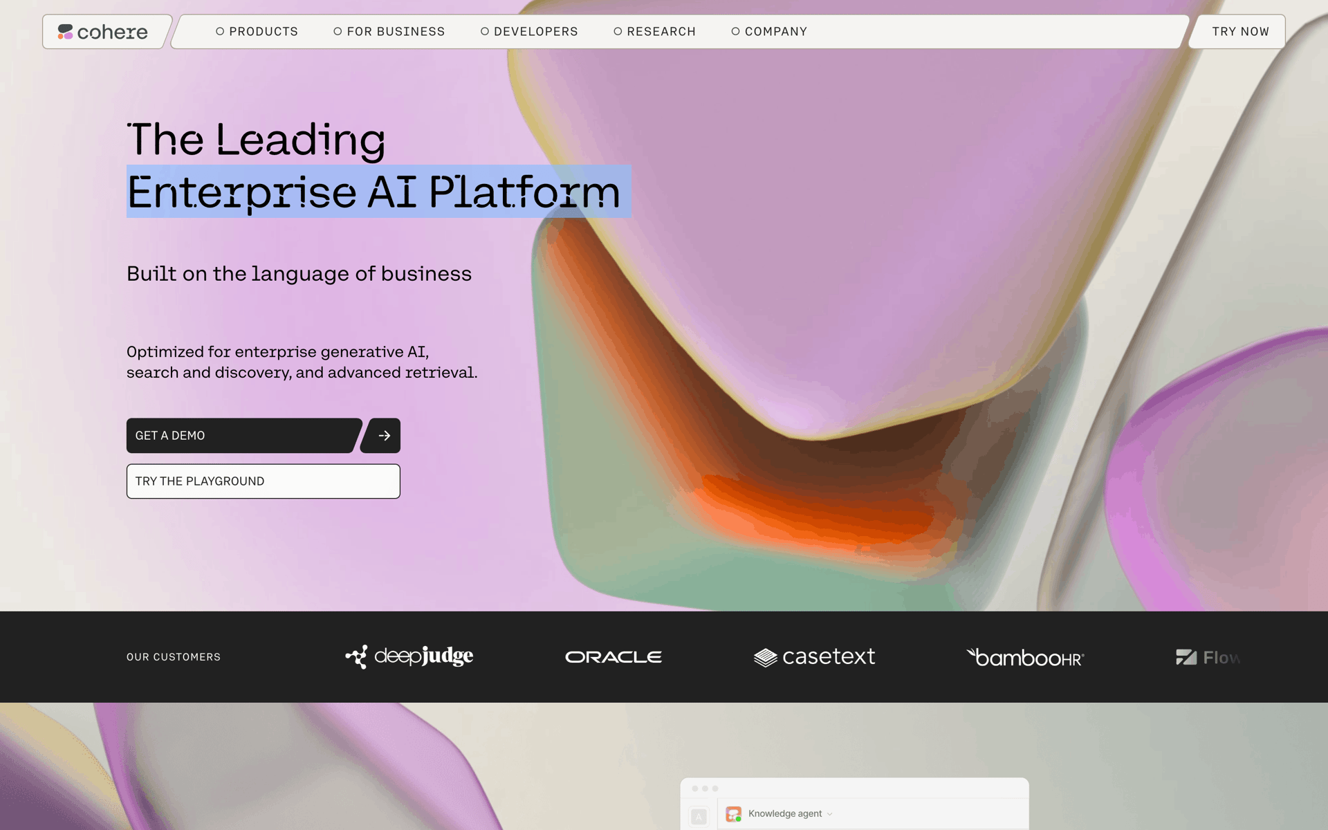 Cohere Web AI interface screenshot 1