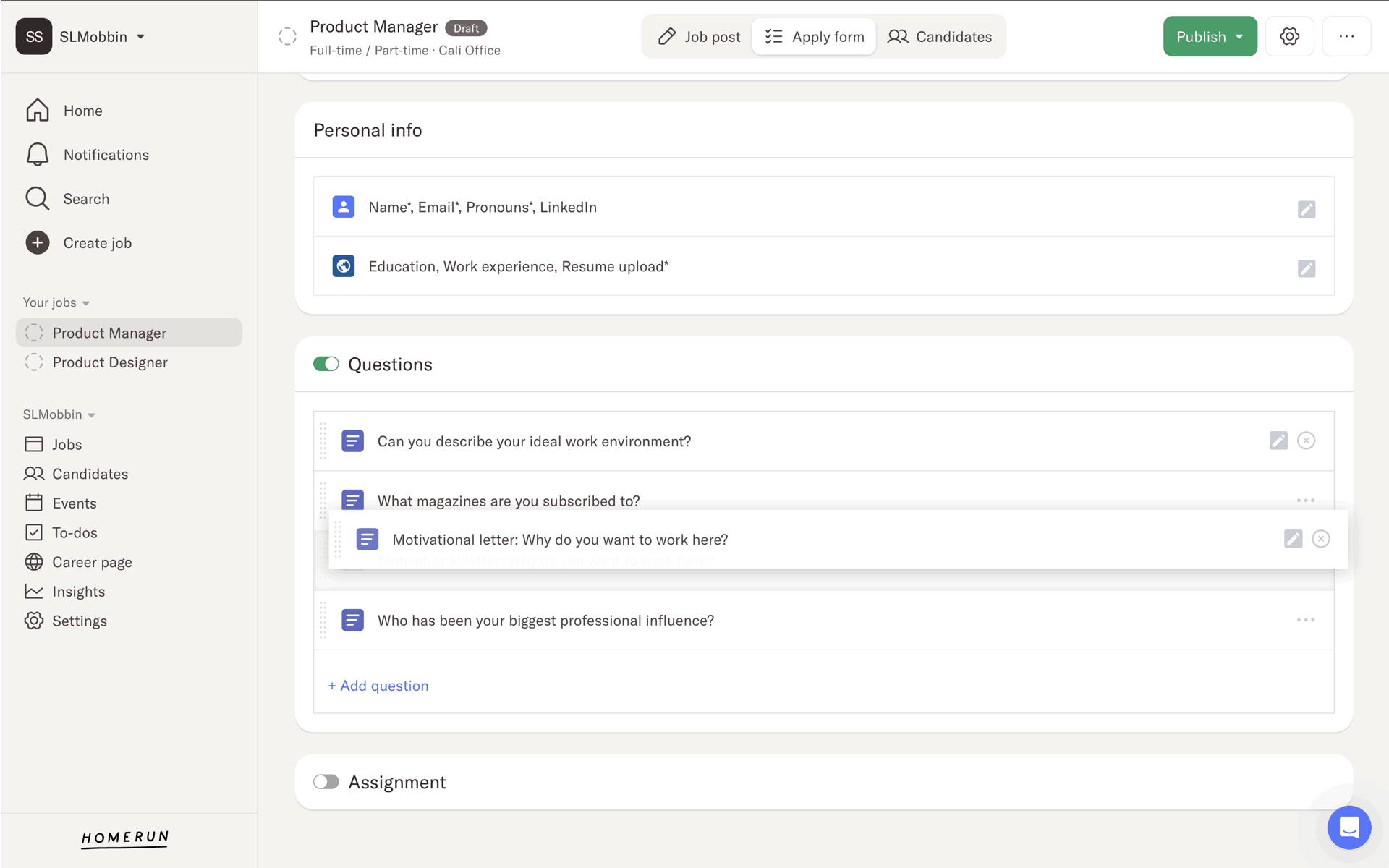 Homerun Web Business interface screenshot 21
