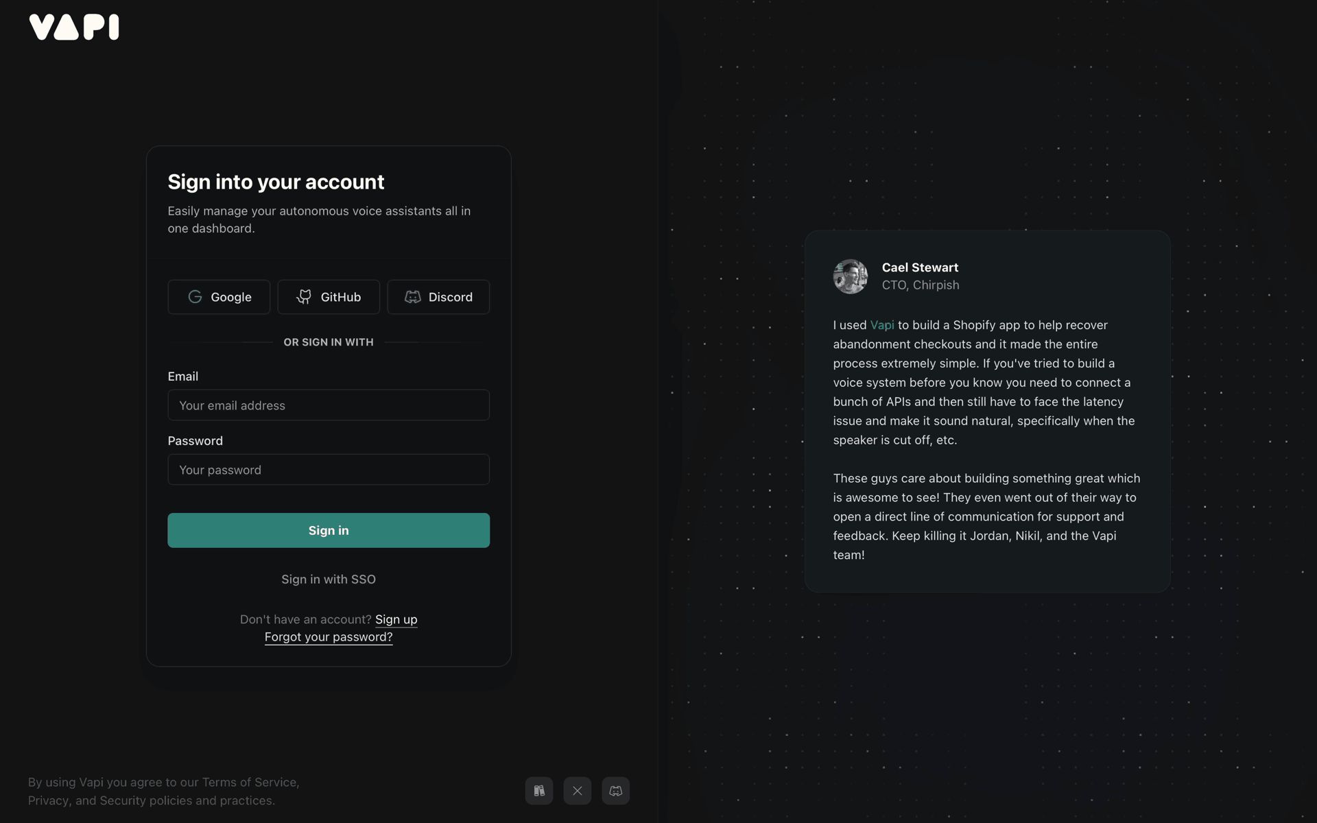 Vapi Web AI interface screenshot 13