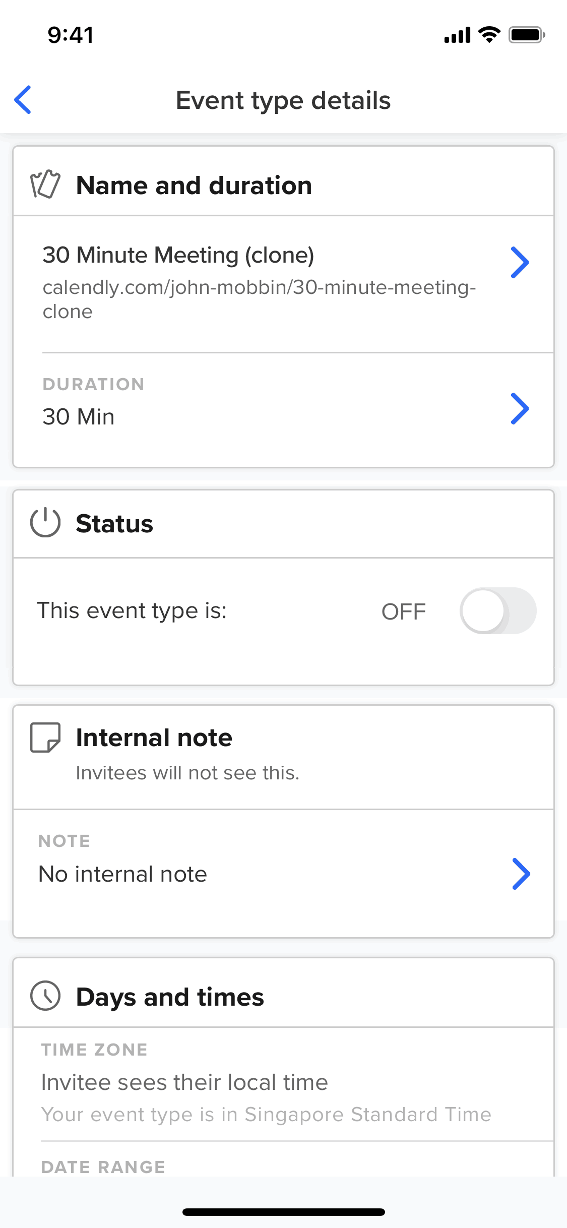 Calendly iOS Business interface screenshot 17