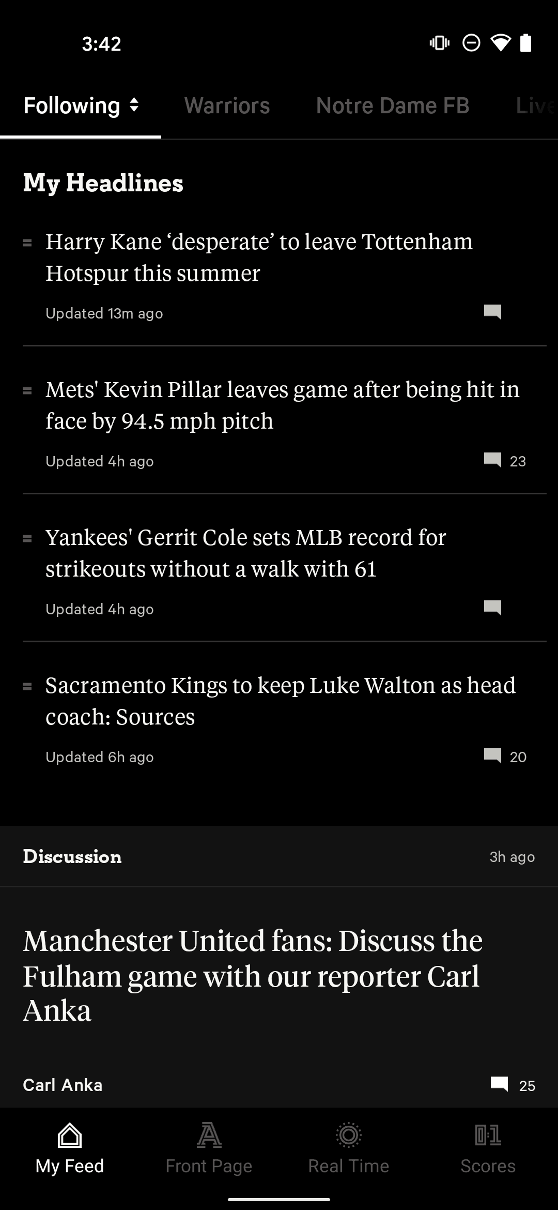The Athletic Android Sports interface screenshot 19