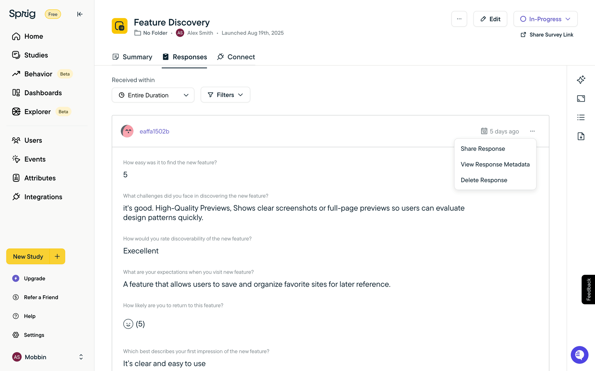 Sprig Web Business interface screenshot 7