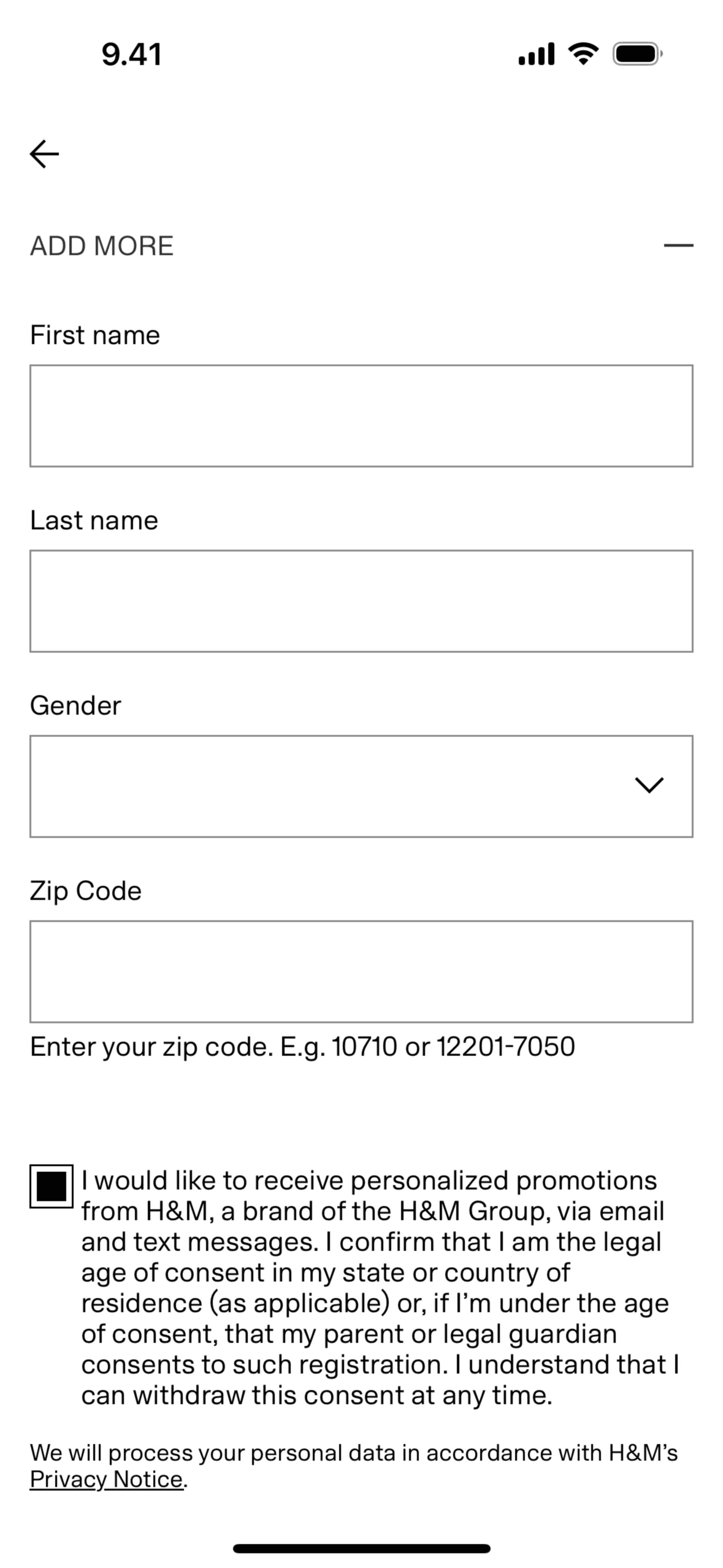 H&M iOS Shopping interface screenshot 13