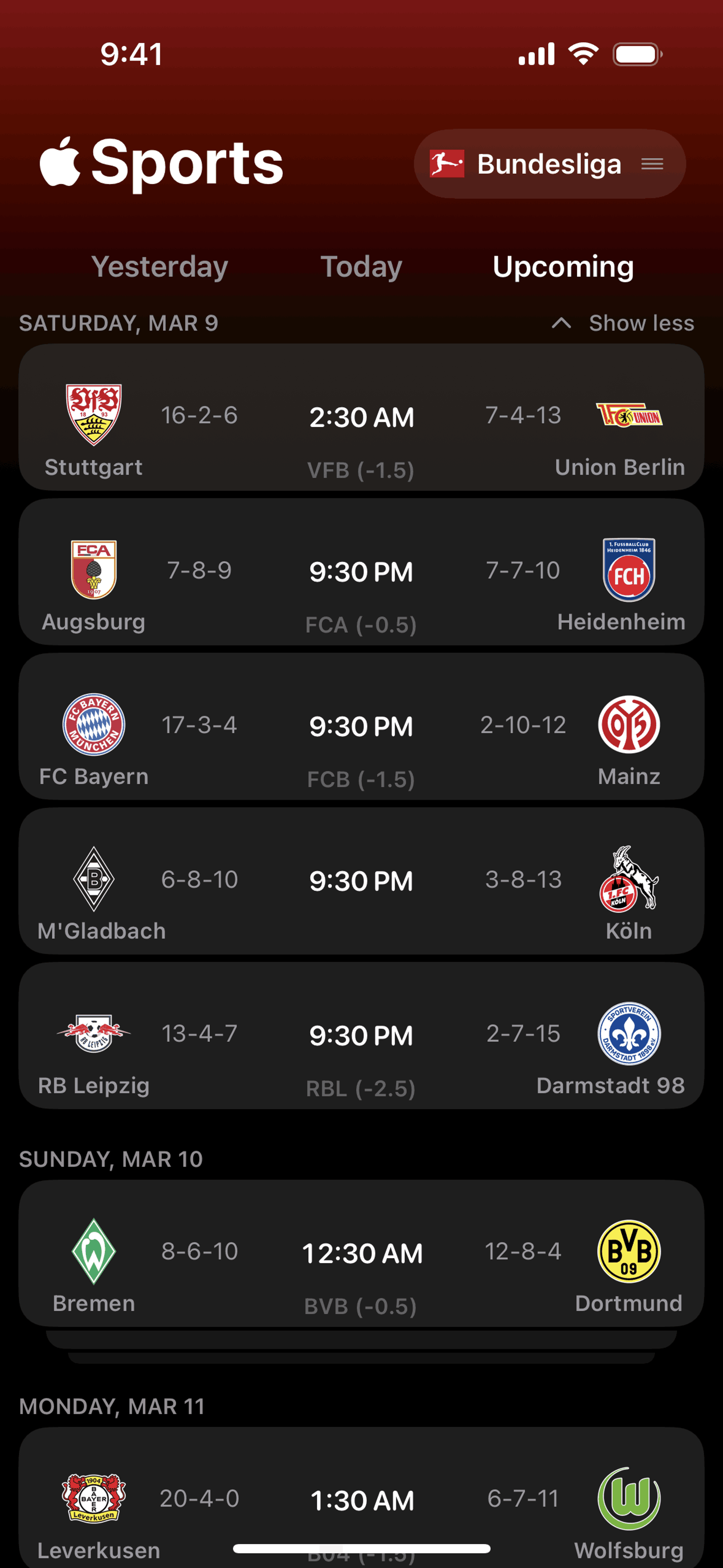 Apple Sports iOS Sports interface screenshot 19