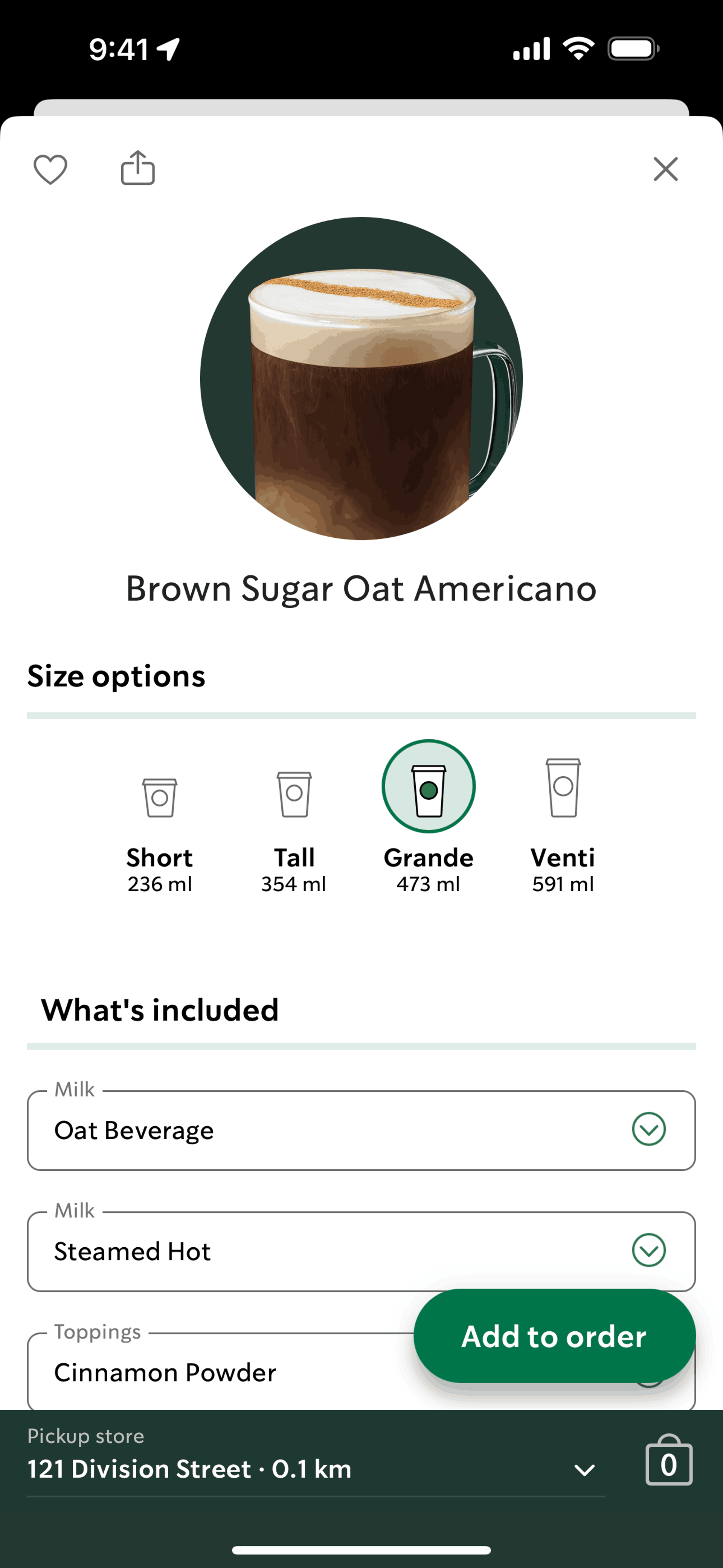 Starbucks iOS Food & Drink interface screenshot 24