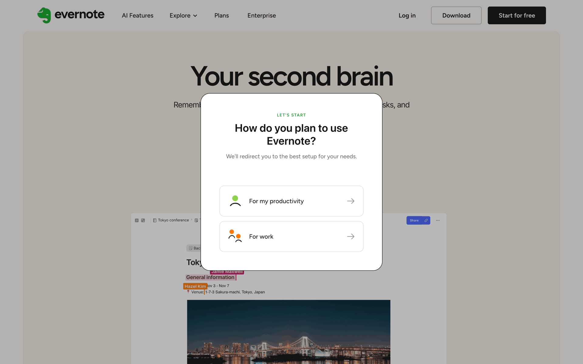 Evernote Web Productivity interface screenshot 2