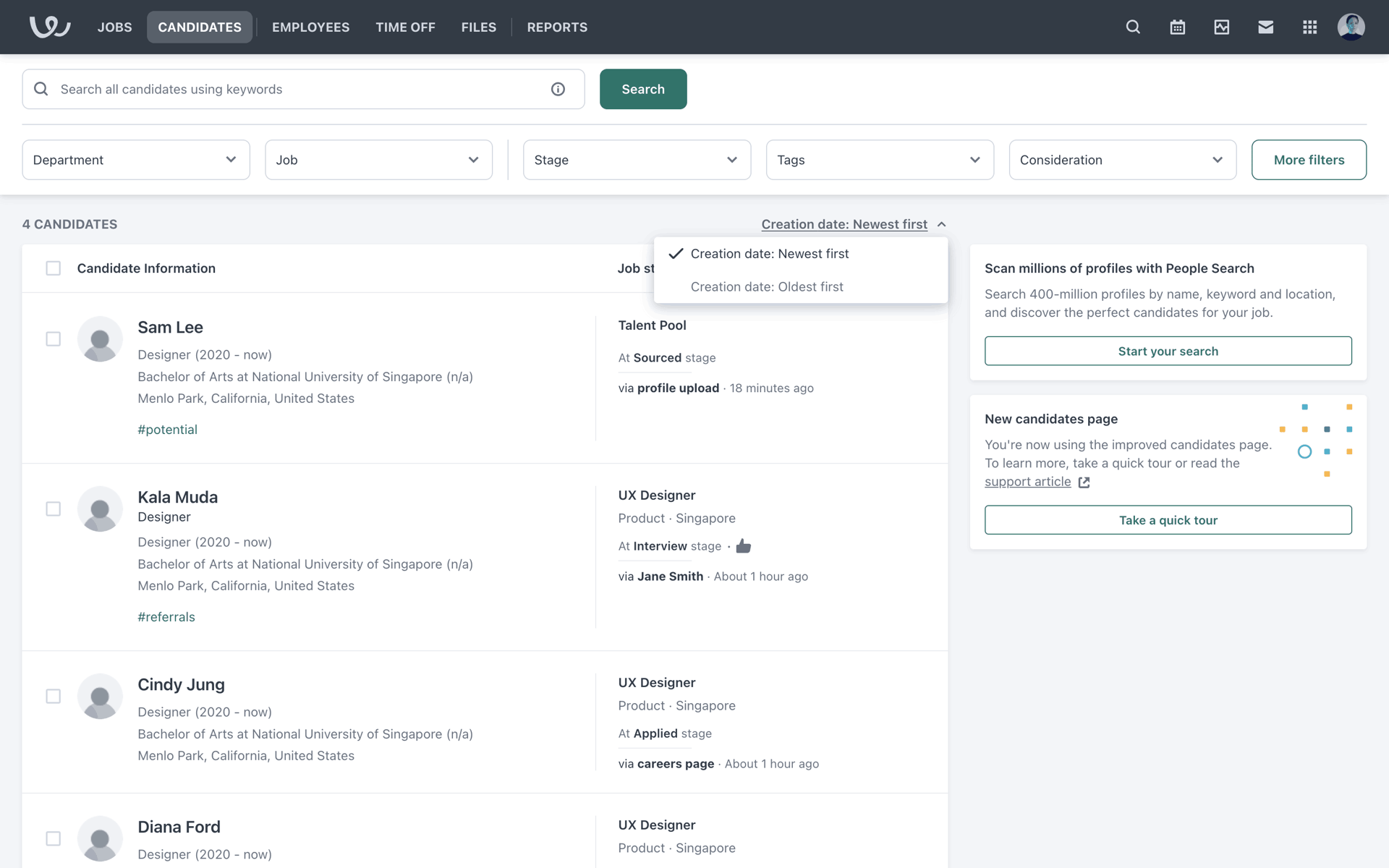 Workable Web AI interface screenshot 18