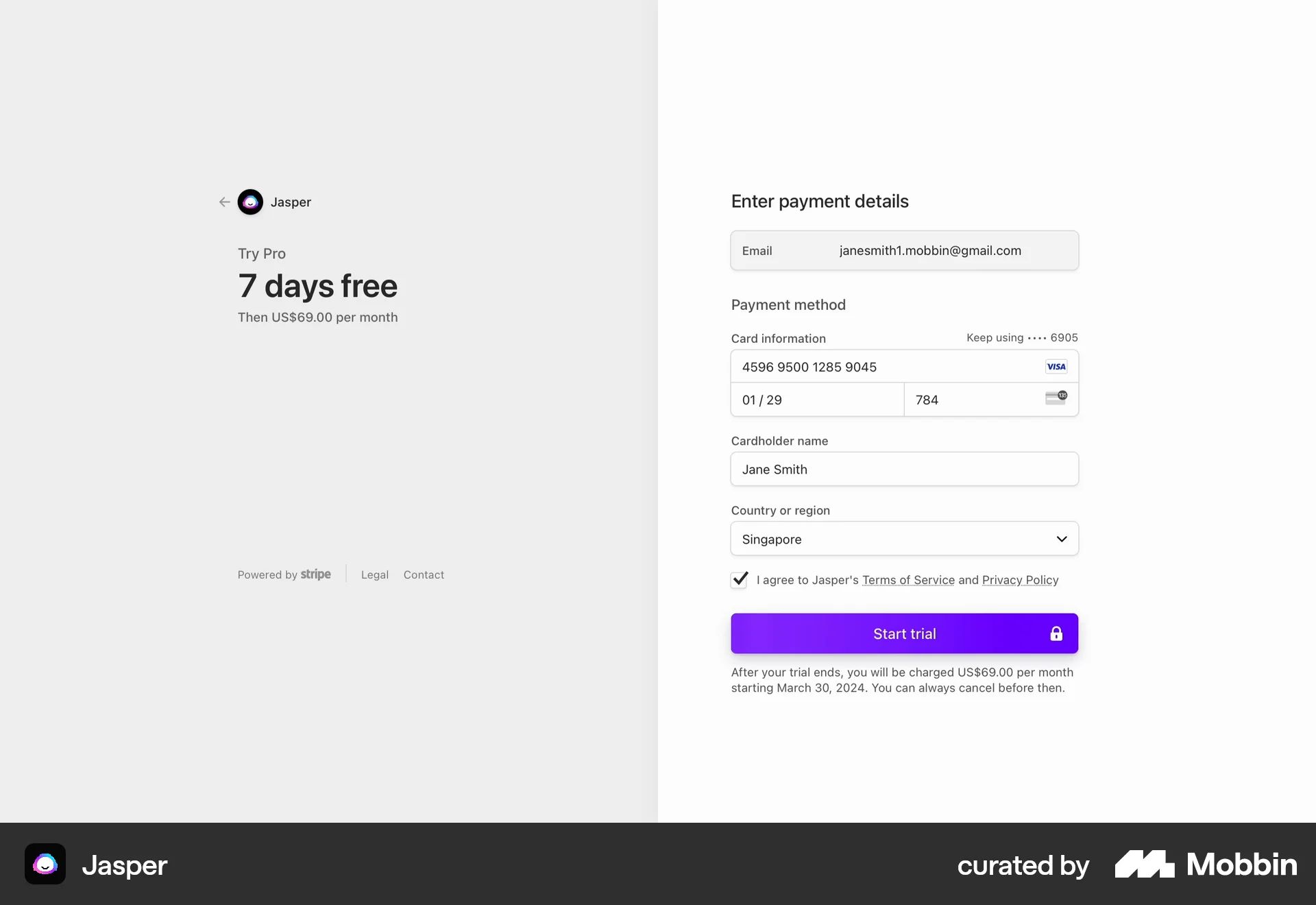 Subscribing to Jasper on Jasper (web) screen 5