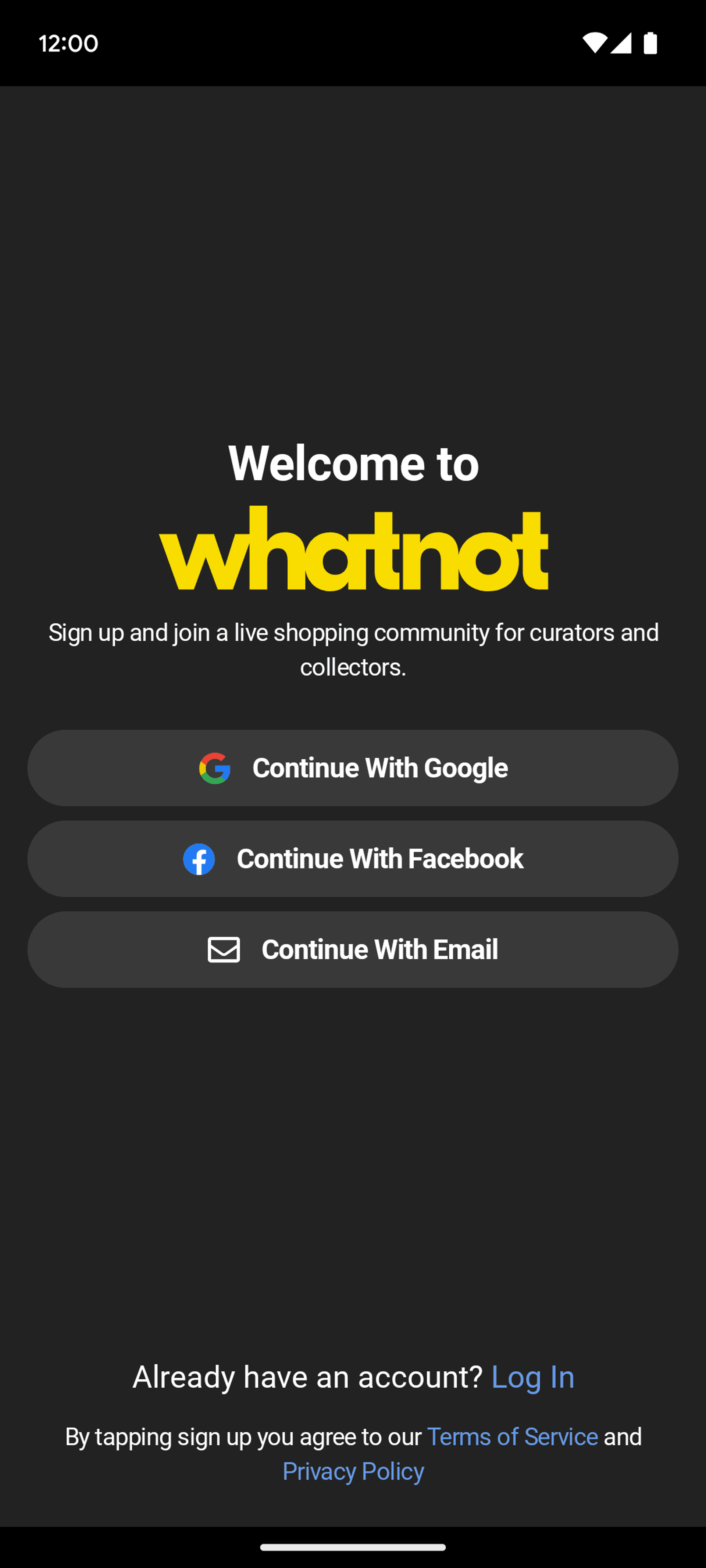 Whatnot Android Shopping interface screenshot 1