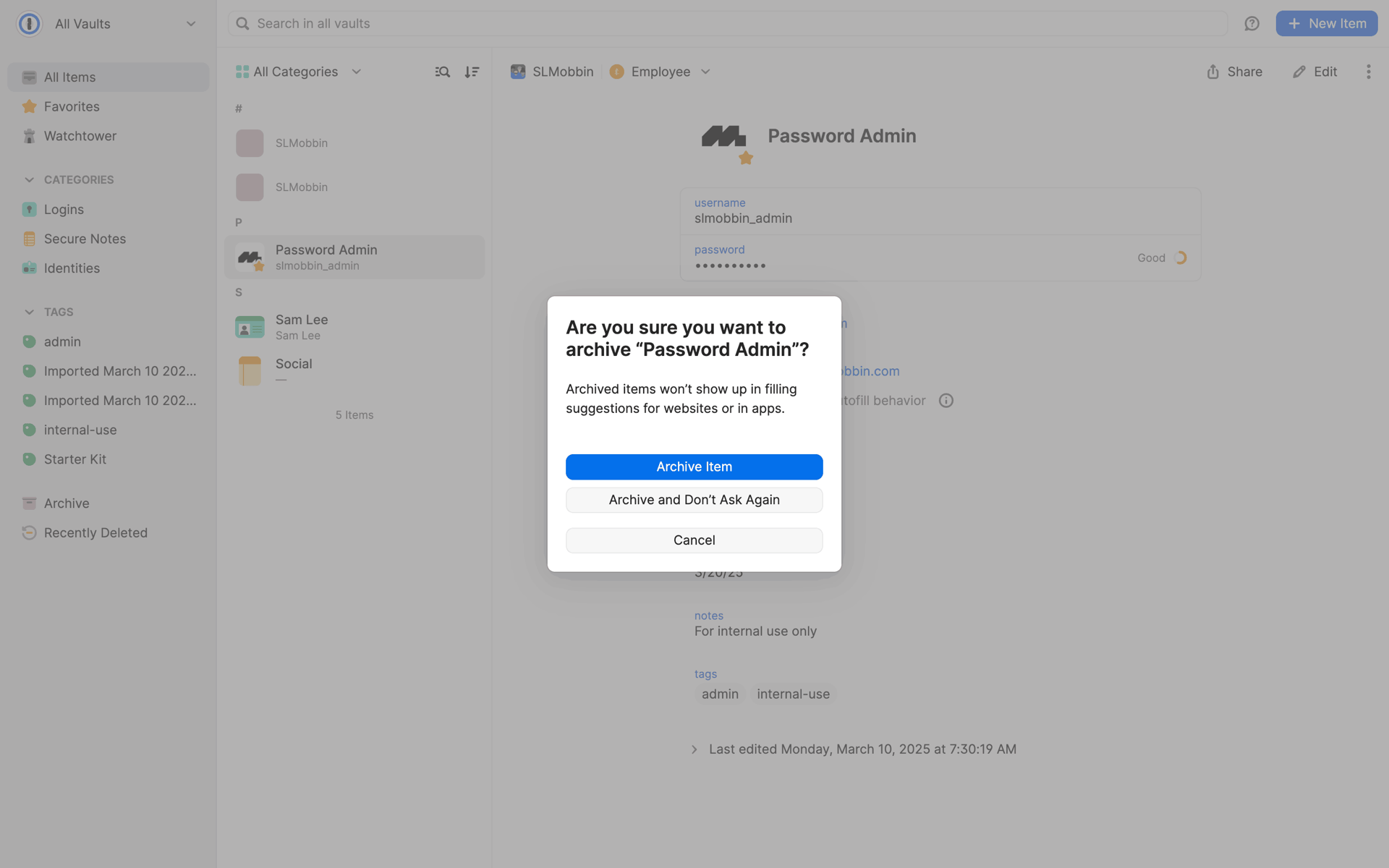 1Password Web Productivity interface screenshot 15