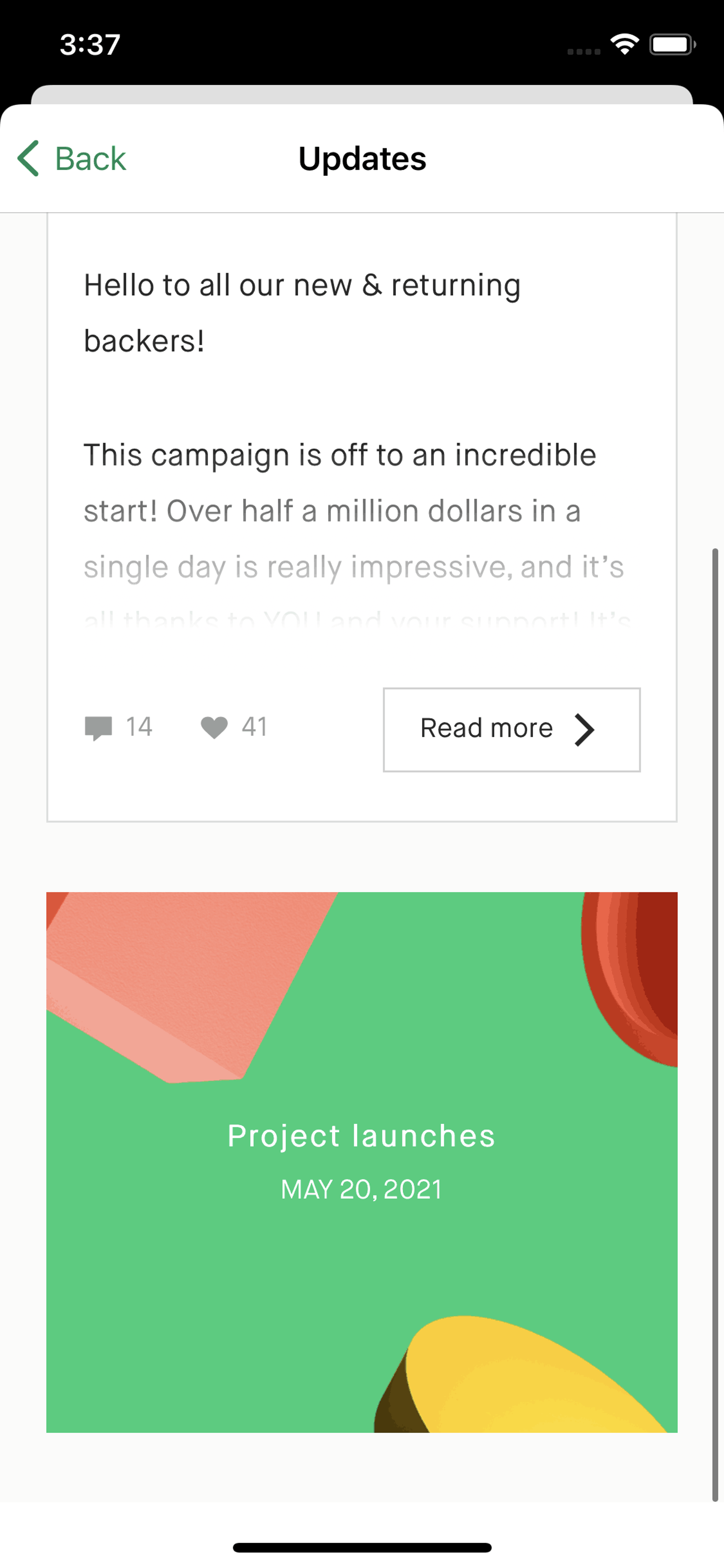 Kickstarter iOS Social Networking interface screenshot 24