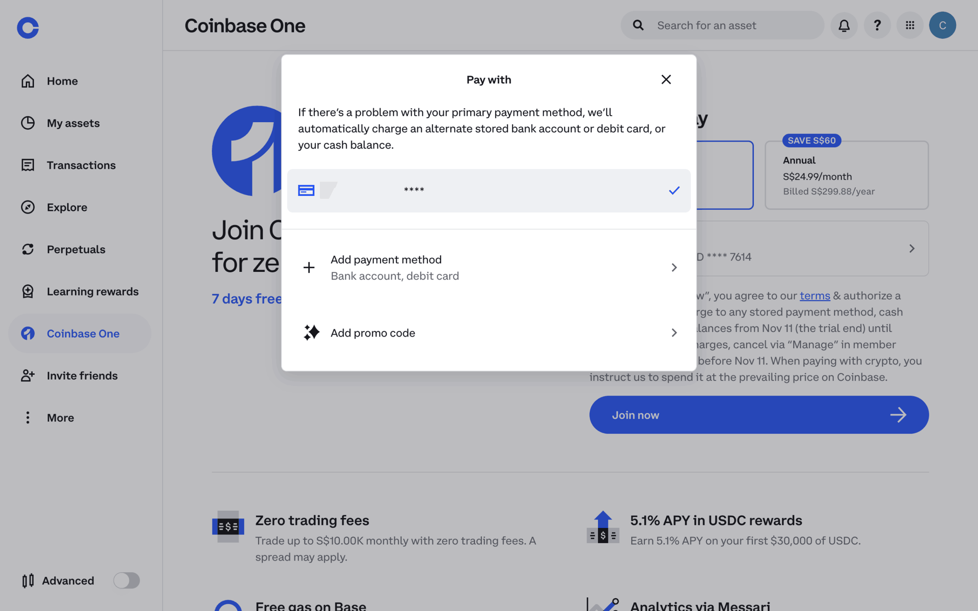 Coinbase Web Finance interface screenshot 20