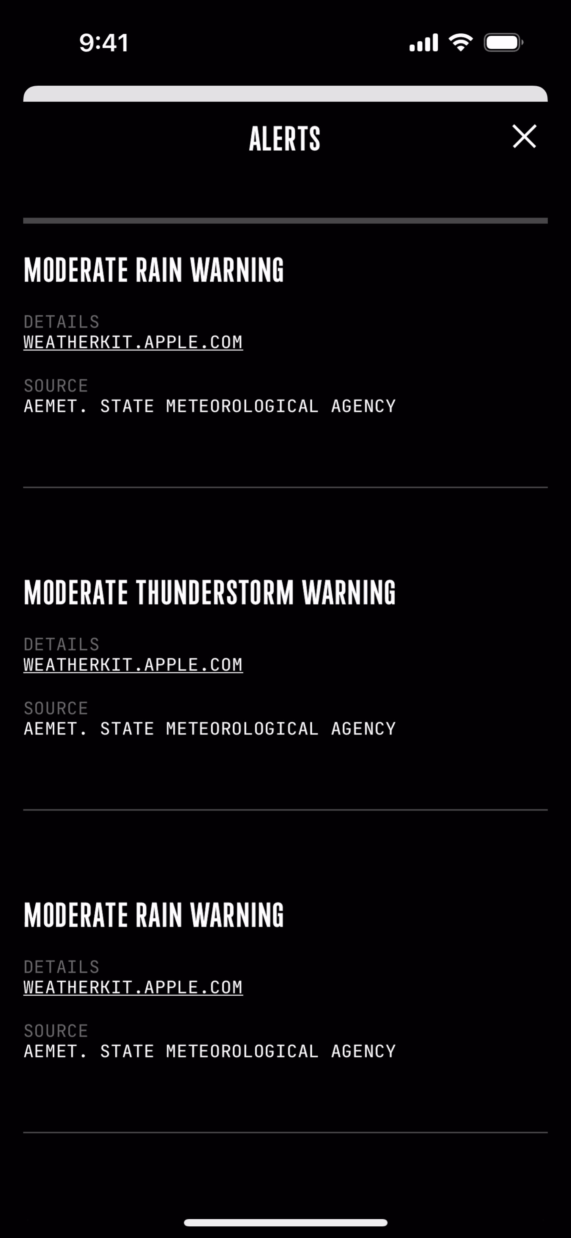 (Not Boring) Weather iOS Utilities interface screenshot 13
