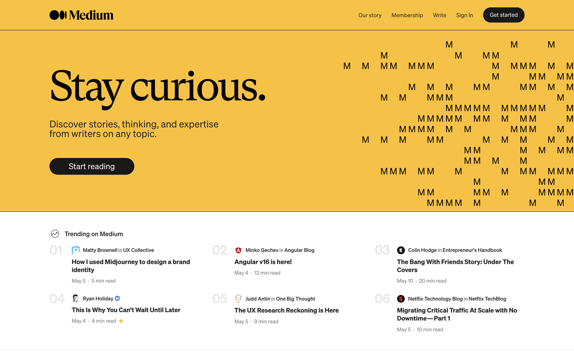 Medium Web News interface screenshot 1
