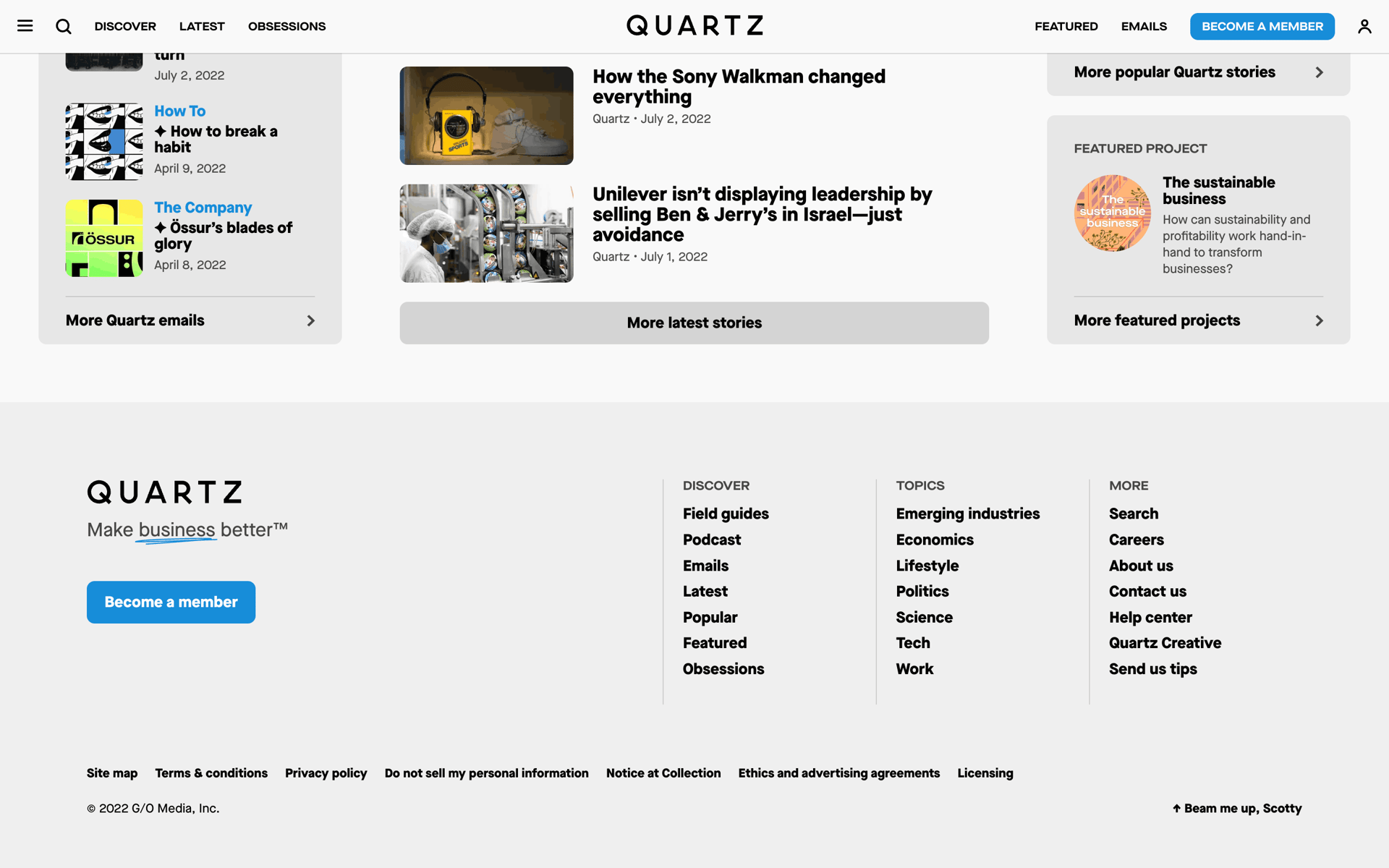 Quartz Web News interface screenshot 5