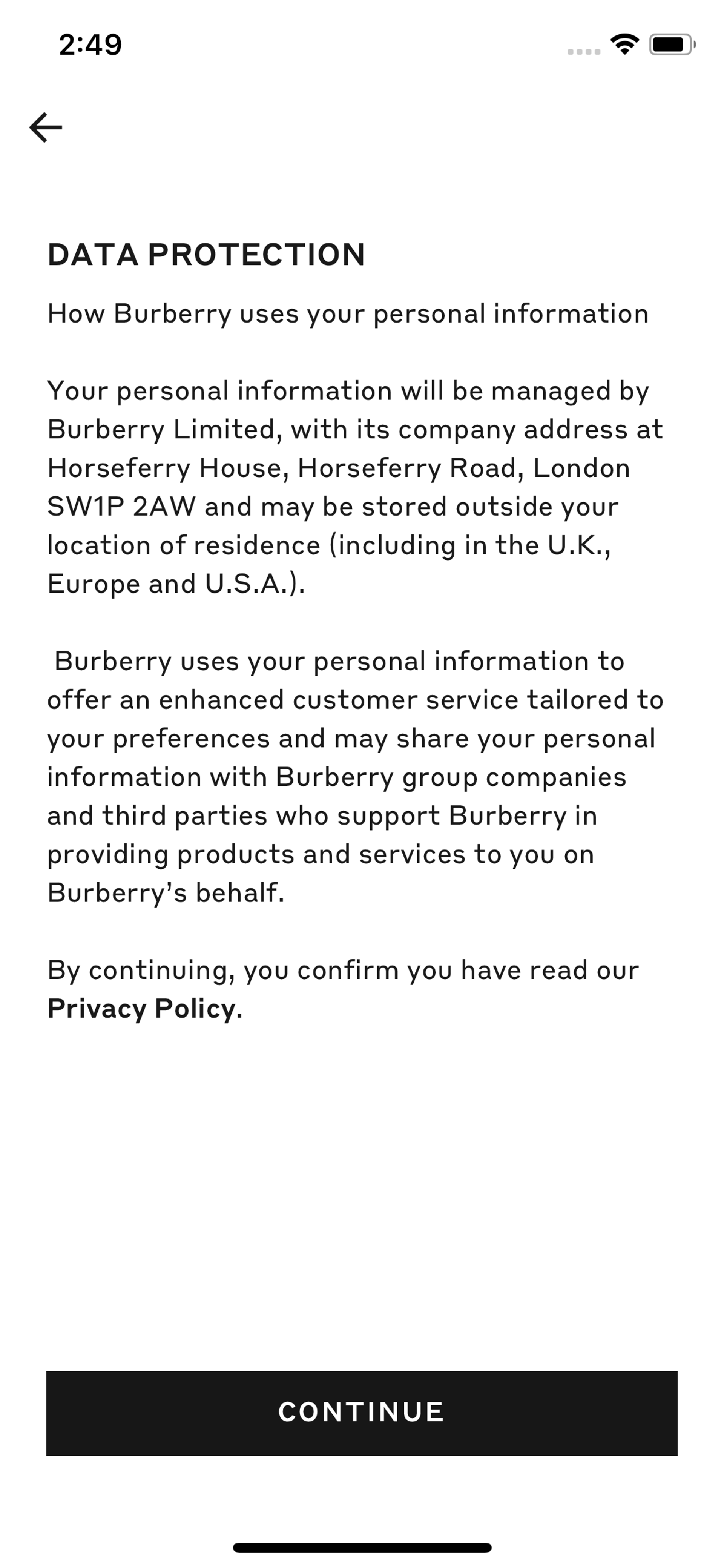 Burberry iOS Shopping interface screenshot 6