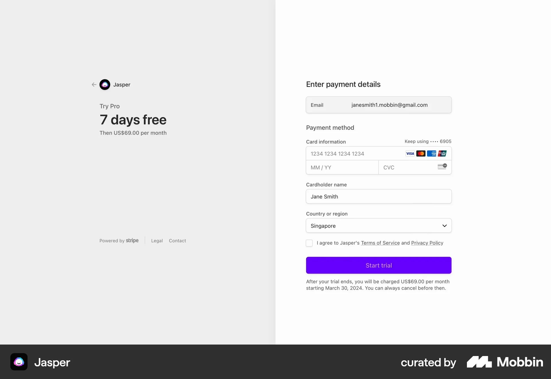 Subscribing to Jasper on Jasper (web) screen 3