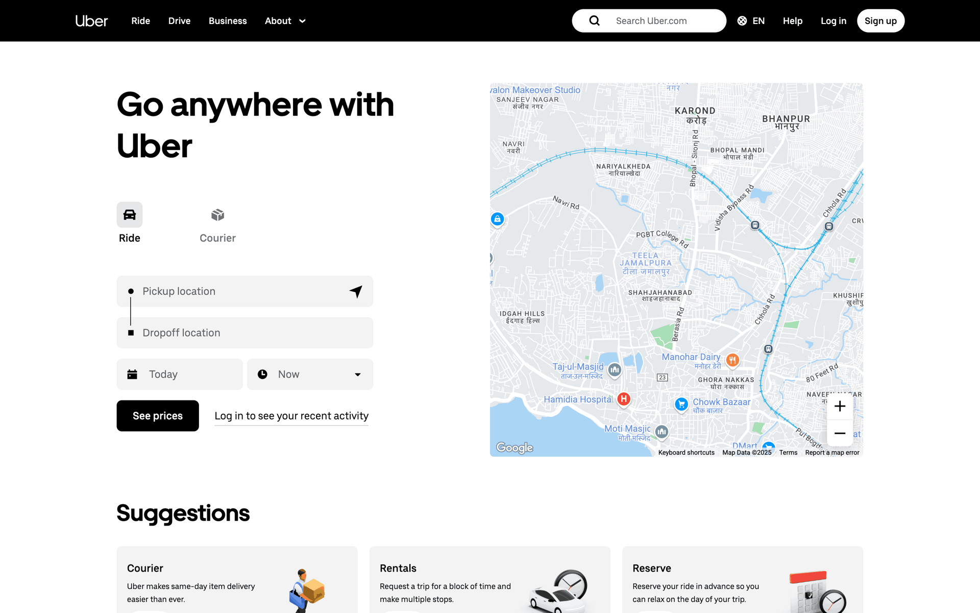Uber Web Travel & Transportation interface screenshot 1