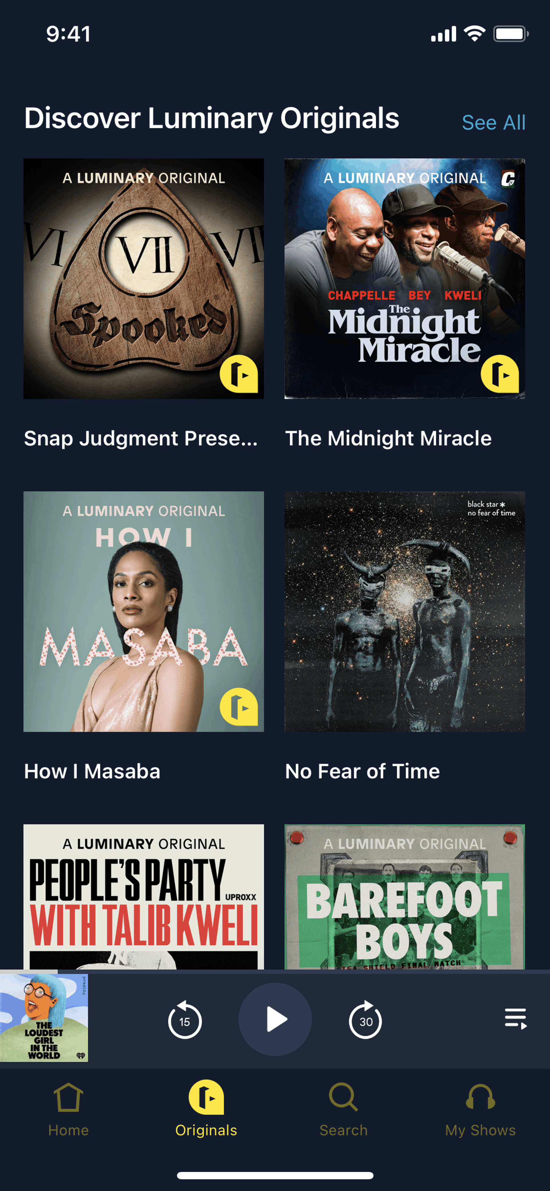 Luminary iOS Entertainment interface screenshot 3