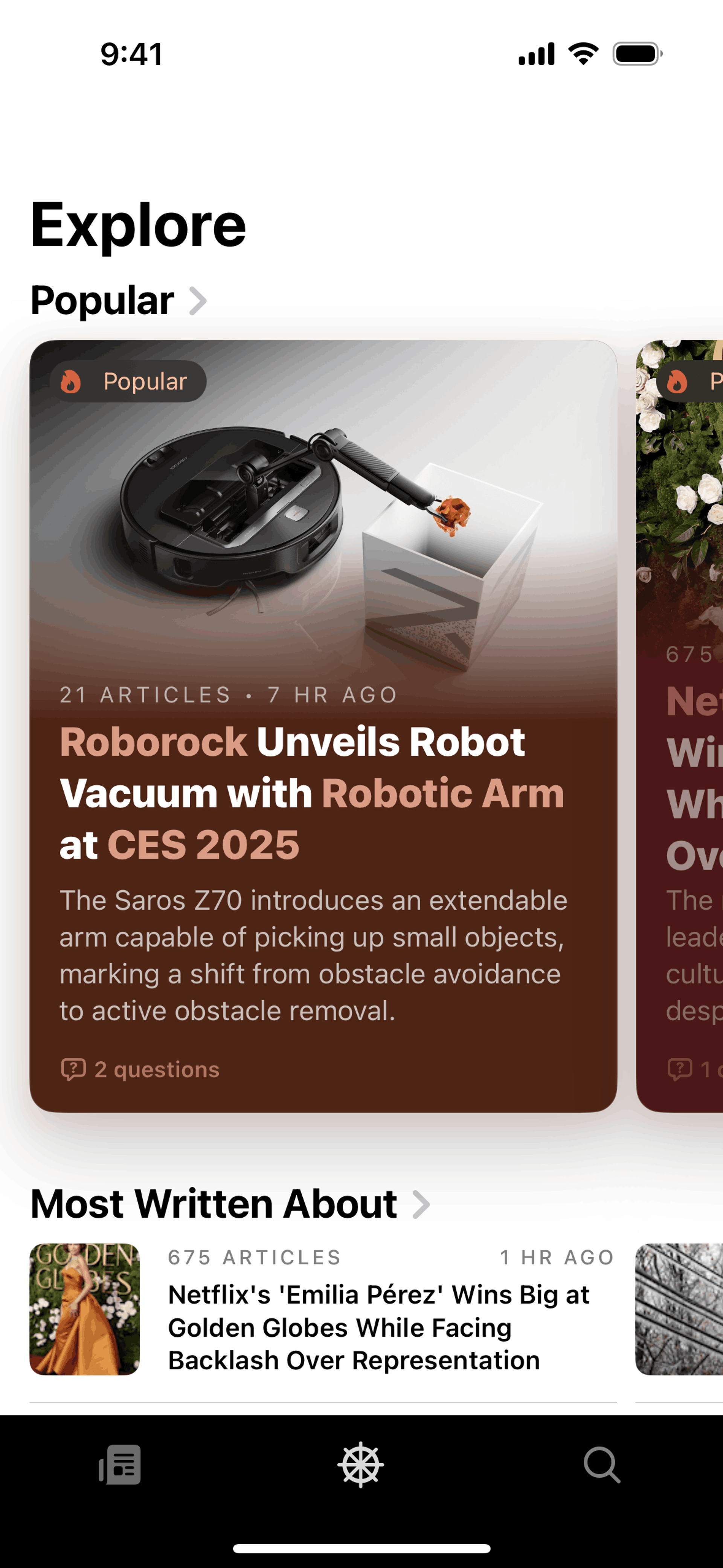 Particle News iOS AI interface screenshot 10