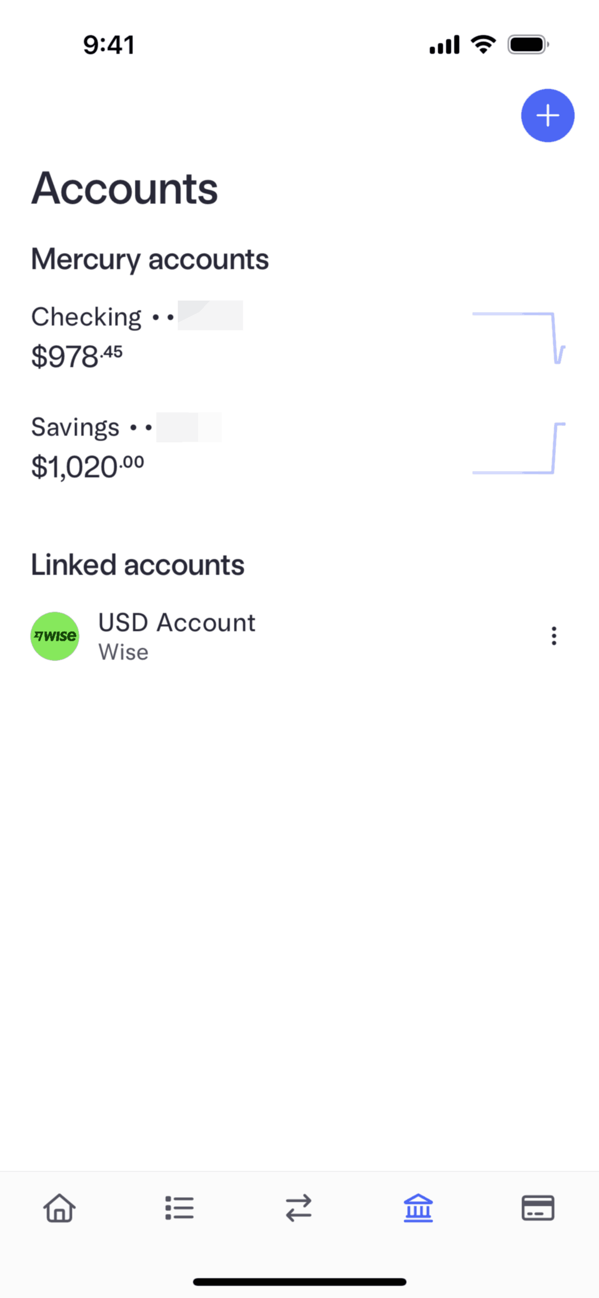 Mercury iOS Finance interface screenshot 5