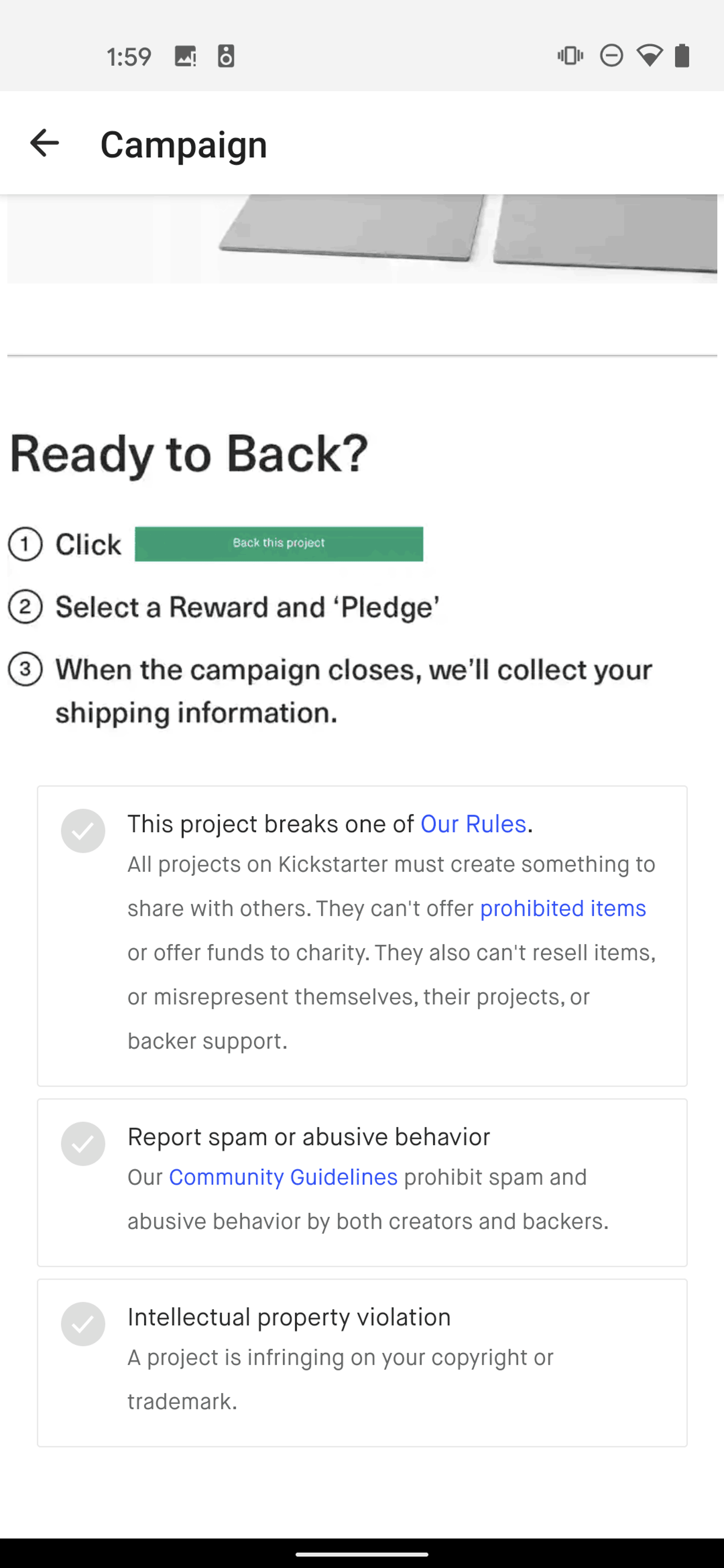Kickstarter Android Social Networking interface screenshot 14