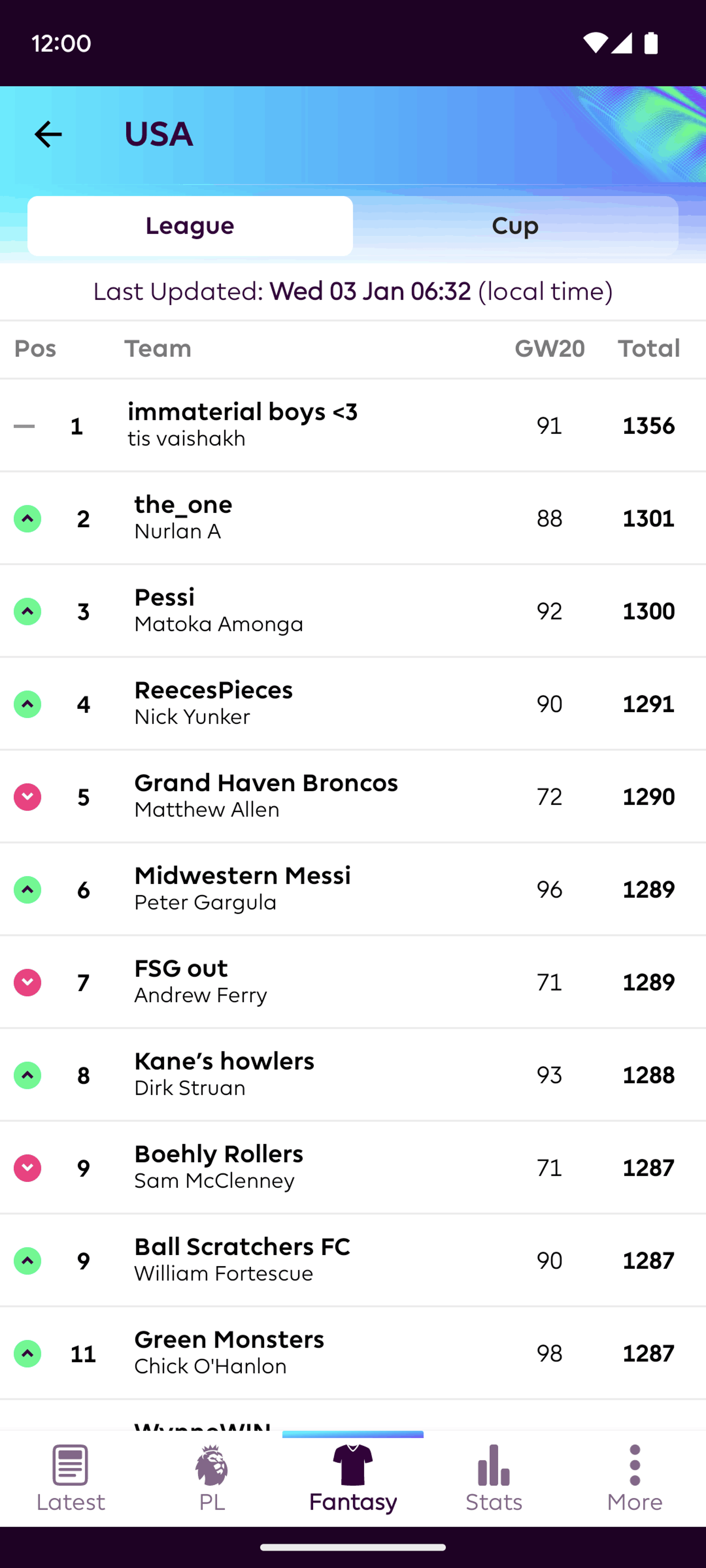 Premier League Android Sports interface screenshot 6